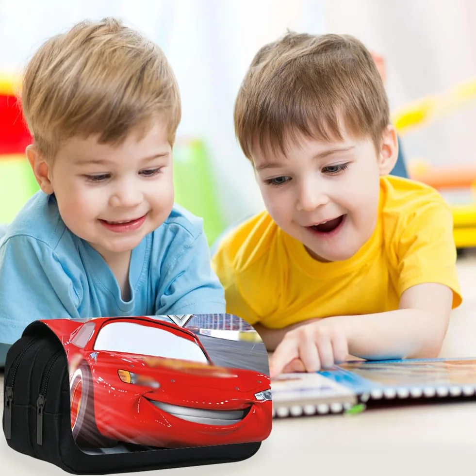 Cars Trousse à Crayons Enfant Cartoon Double Zip Stationery Organizer pour École