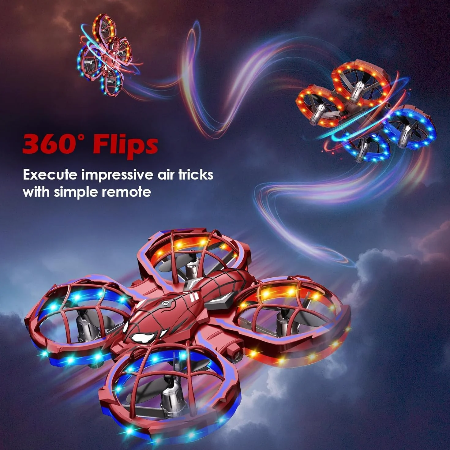 Mini Drone pour Enfants - Drone Télécommandé Débutant avec Évitement d'Obstacles - Jouet pour Garçons 14+ Ans - 3 Vitesses, 360°, Suspension Automatique