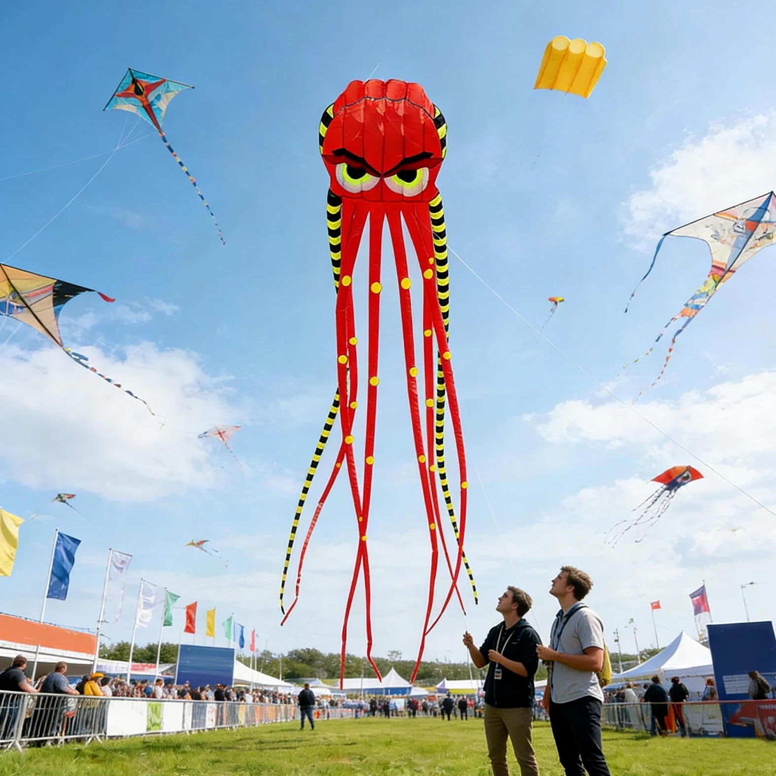Cerf-volant pieuvre – Grand jouet d'extérieur de 7,9 m | Cerf-volant géant pieuvre de 7,9 m | Cerf-volant de plage pour adultes | Pour famille, vacances d'été, anniversaire, fête en plein air, jardin