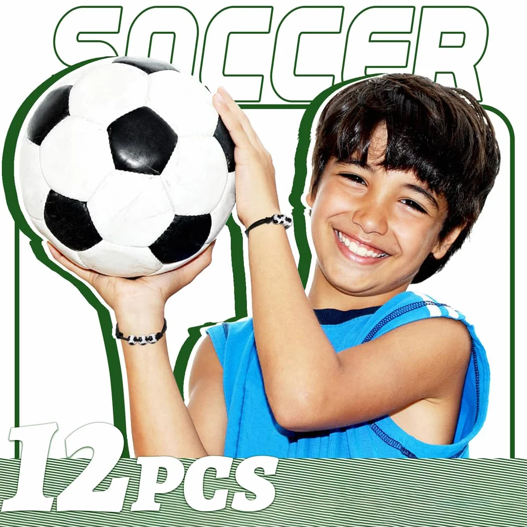 Bracelets de Football pour Enfants Lot de 12 Tissé Tressé Réglable Cadeaux de Fête