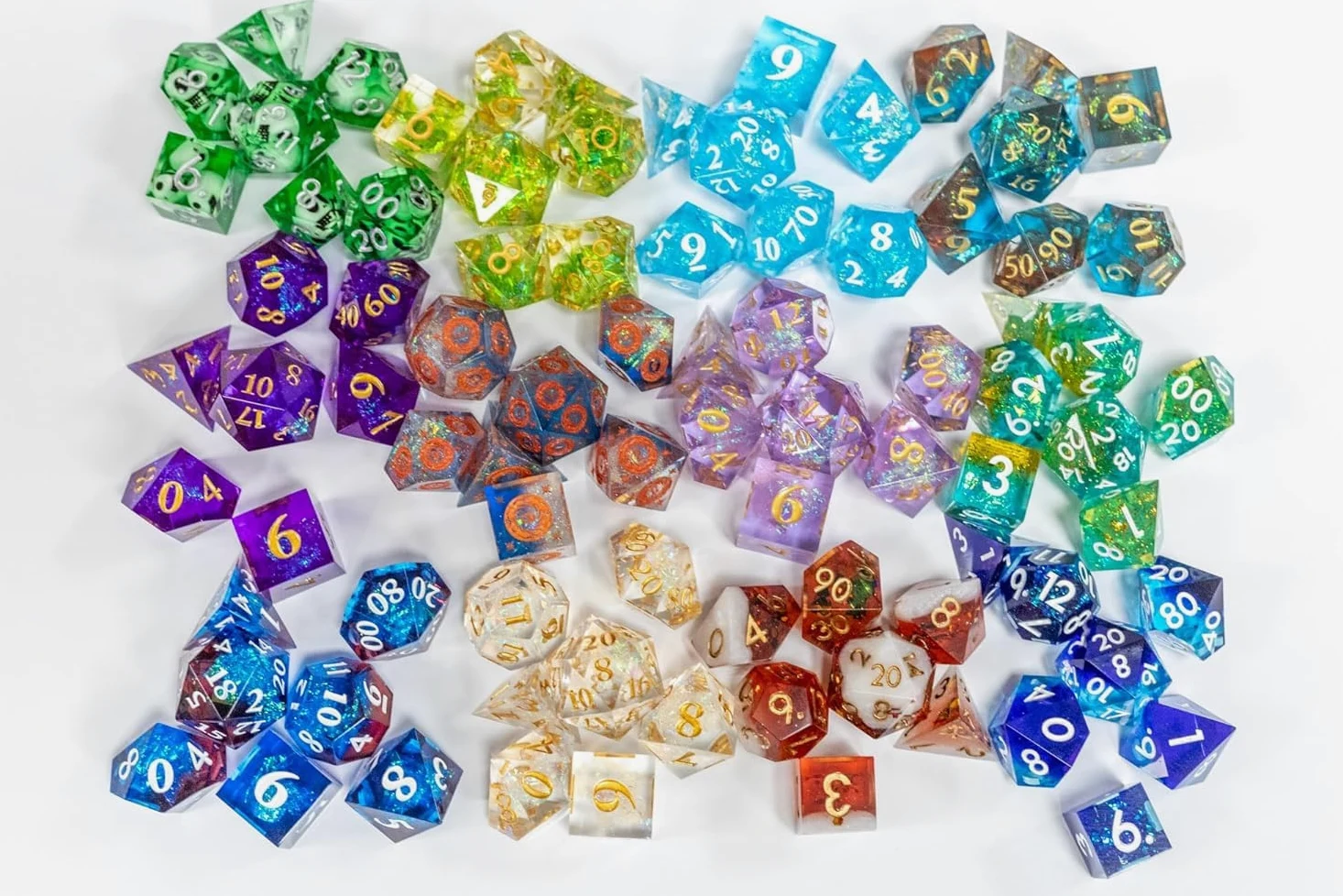 1985 Games Lot de 6 dés polyédriques à bord tranchant – Dés RPG mystère pour Donjons, Dragons et RPG de table