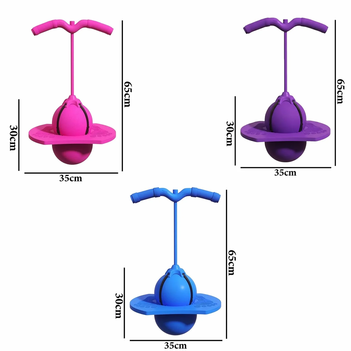 Ballon Sautoir Enfant Pogo Ball avec Poignée Antidérapant Jouet d'Intérieur Extérieur Sport Fitness Bleu