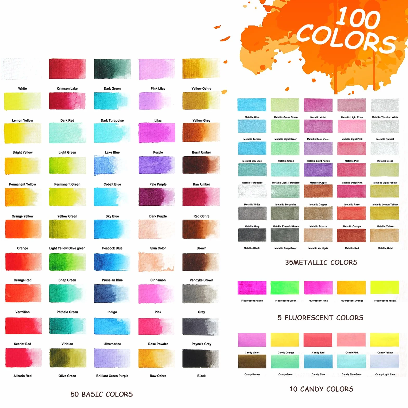 Set de Peinture Aquarelle Solide 100 Couleurs Kit Enfant Débutant