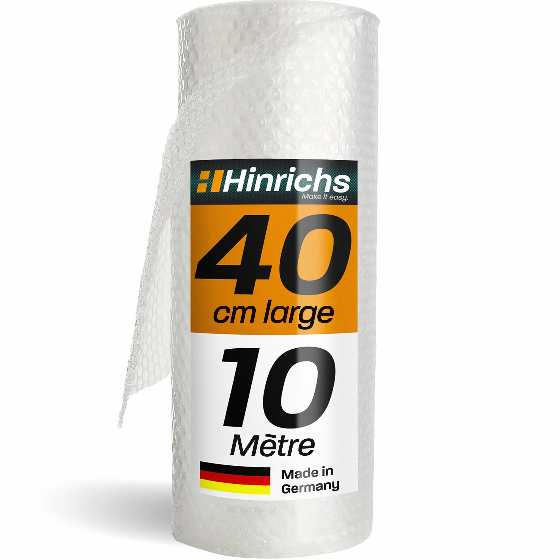 Hinrichs Rouleau de Papier Bulle 10m x 40cm Emballage Déménagement Recyclable