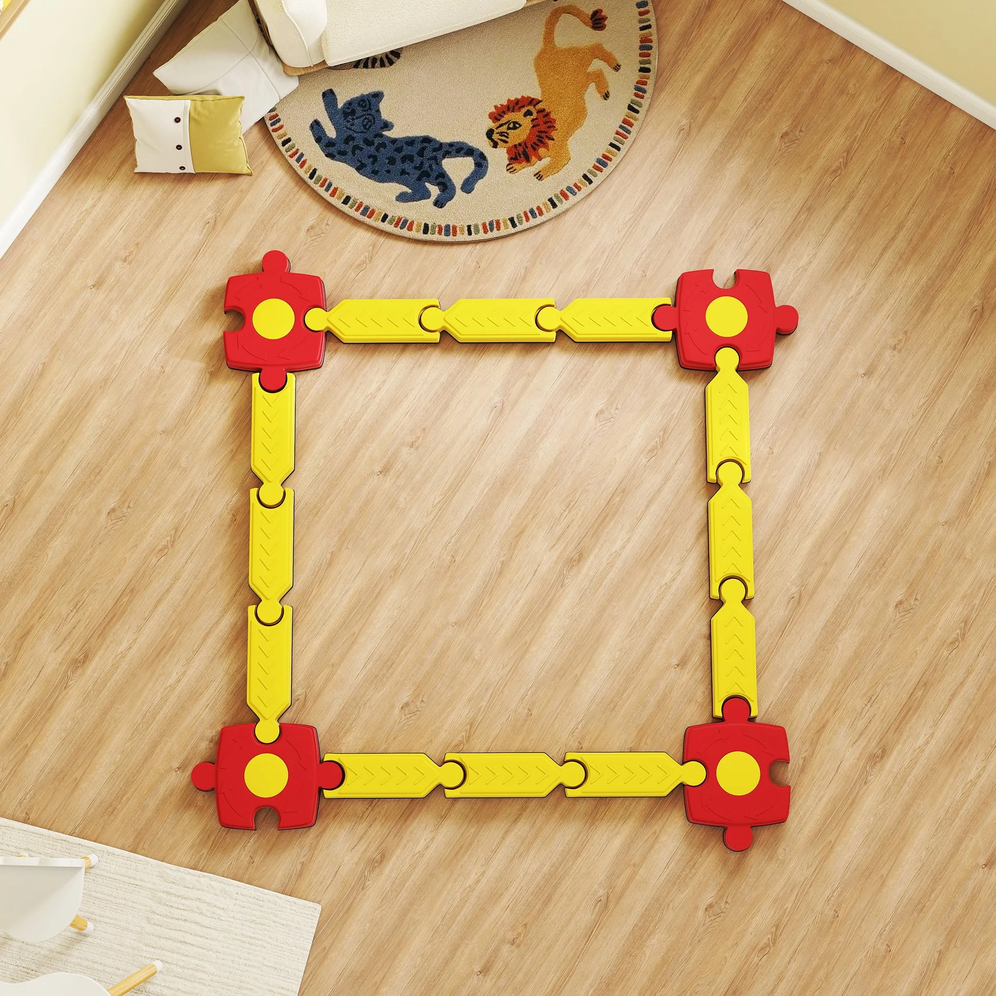 AIYAPLAY Poutre d'équilibre enfants 4 pierres équilibre jouet sensoriel coordination stabilité planche intérieur extérieur 3-8 ans