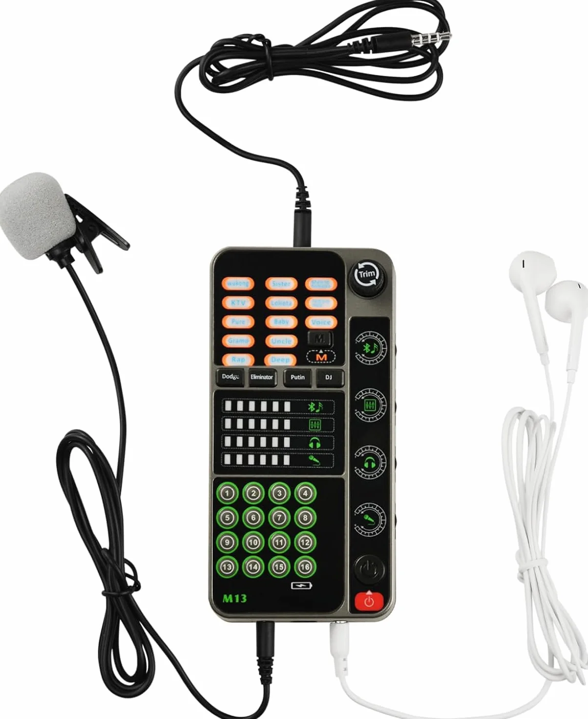 Flylin Changeur de voix portable microphone modulateur 16 effets sonores enregistrement jeu