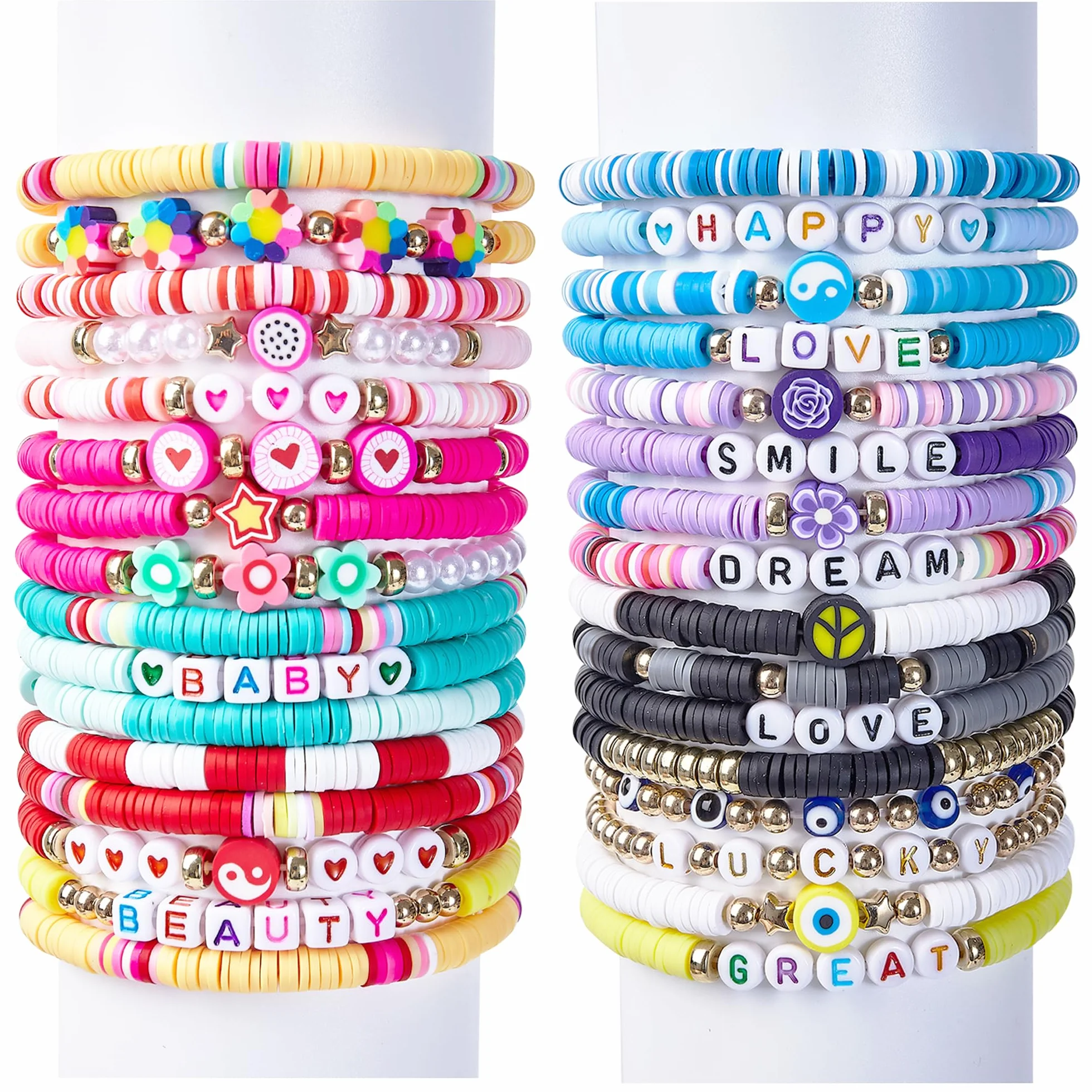 Lot de 32 Bracelets Colorés Preppy Cadeau Anniversaire Enfants Adolescents