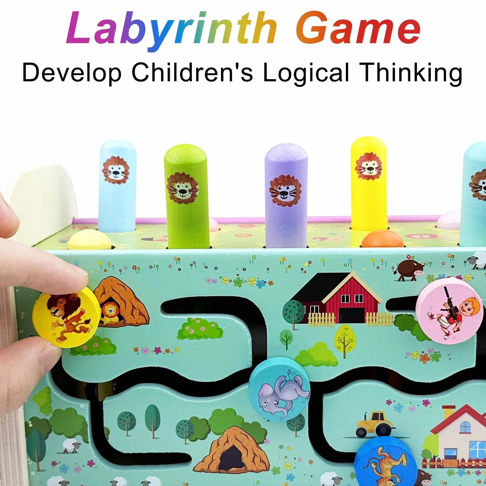 Jouet Xylophone Bebe 3 en 1, Montessori Marteau en Bois, Jeux Chasse Taupe, Banc À Marteler, Motricité Fine Cadeau Enfant 1-4 Ans
