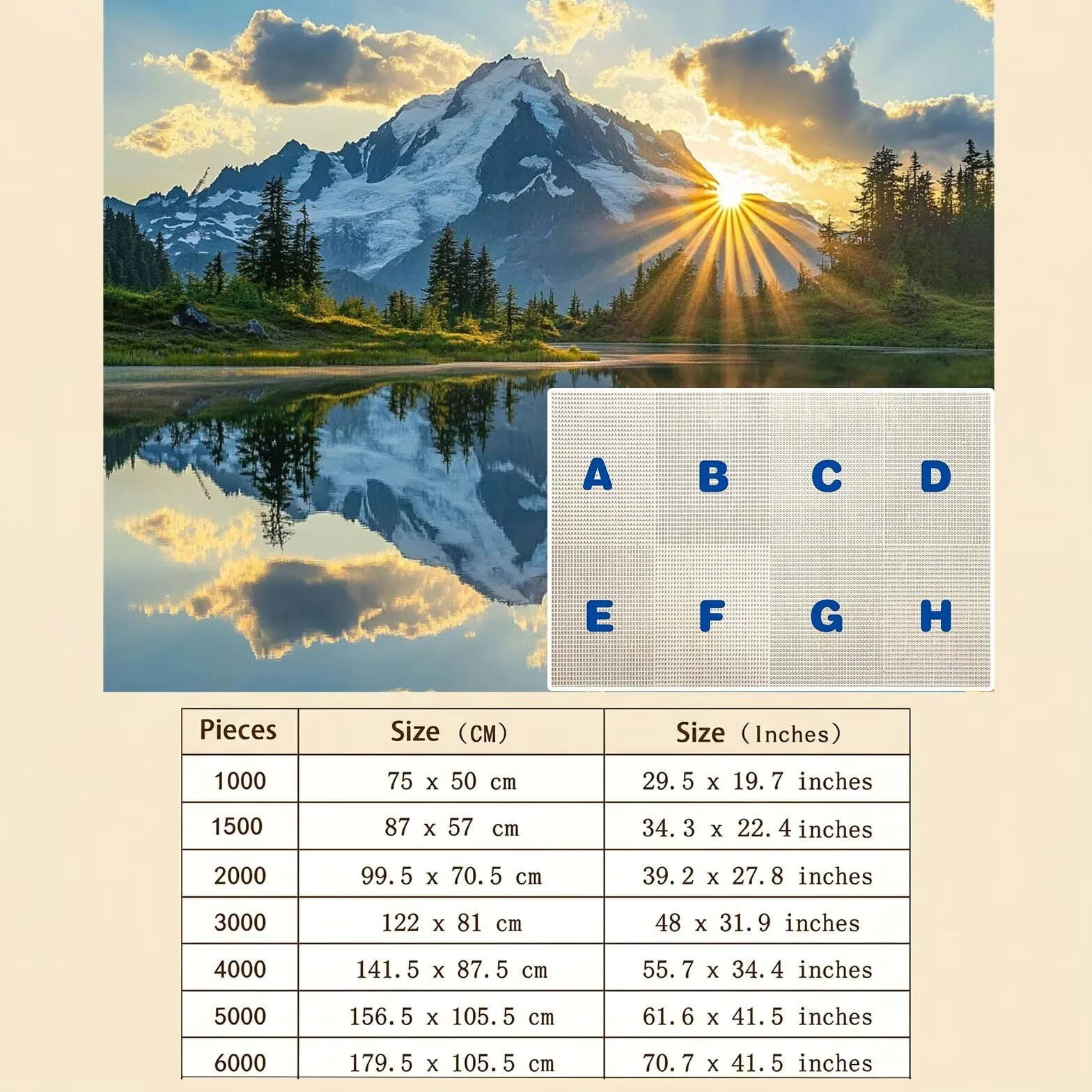 Paysage Coucher Soleil Puzzle 1000 Pièces pour Adultes, Format 75 x 50 cm, Challenge Casse-Tête de Famille, Loisirs Créatifs et Relaxation, Pièces Robustes avec Lettres au Dos, Décor Murale f0-525