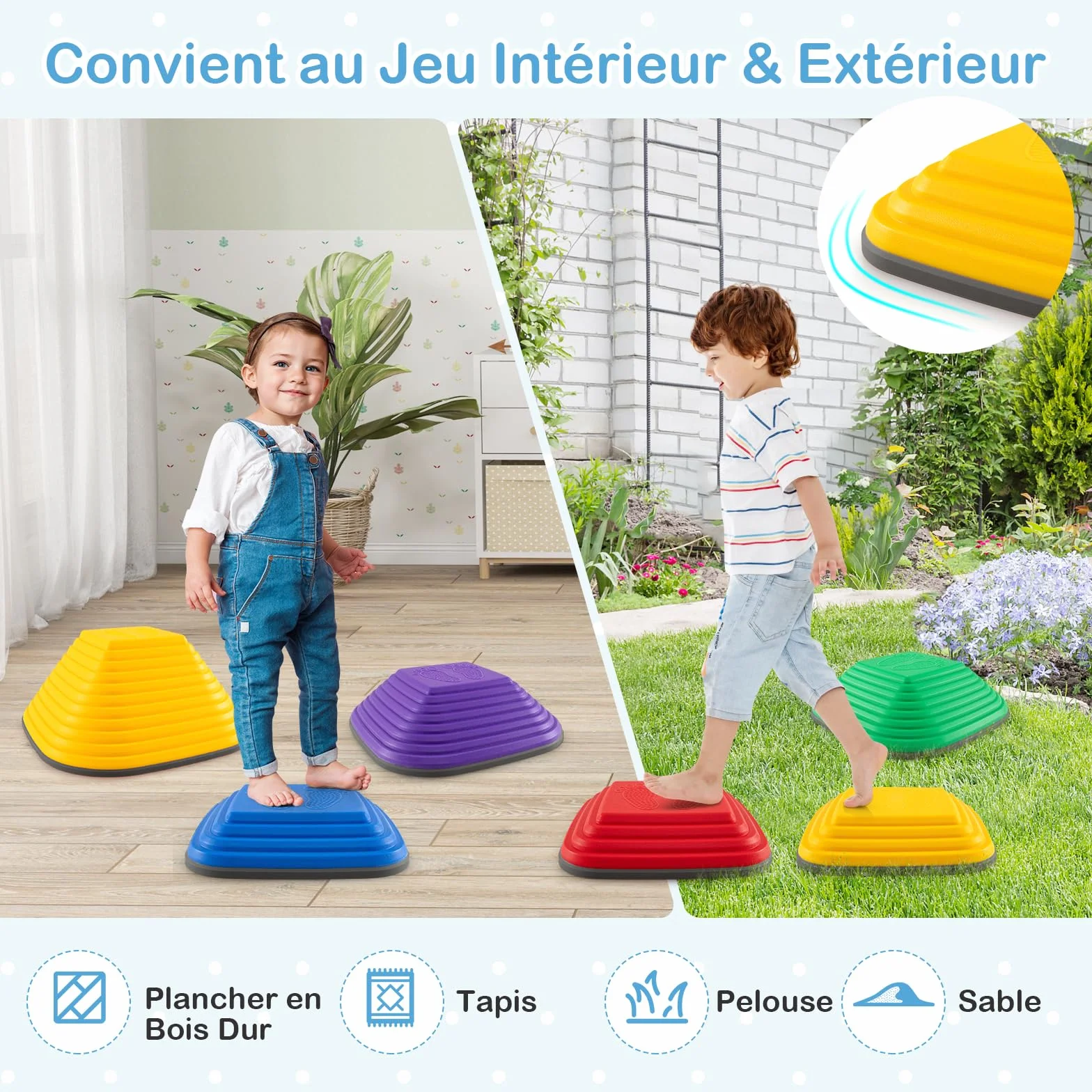 DREAMADE Pierres d'Équilibre Empilables pour Enfants, Parcours de Motricité, Antidérapantes, Jouets Sensoriels 3+