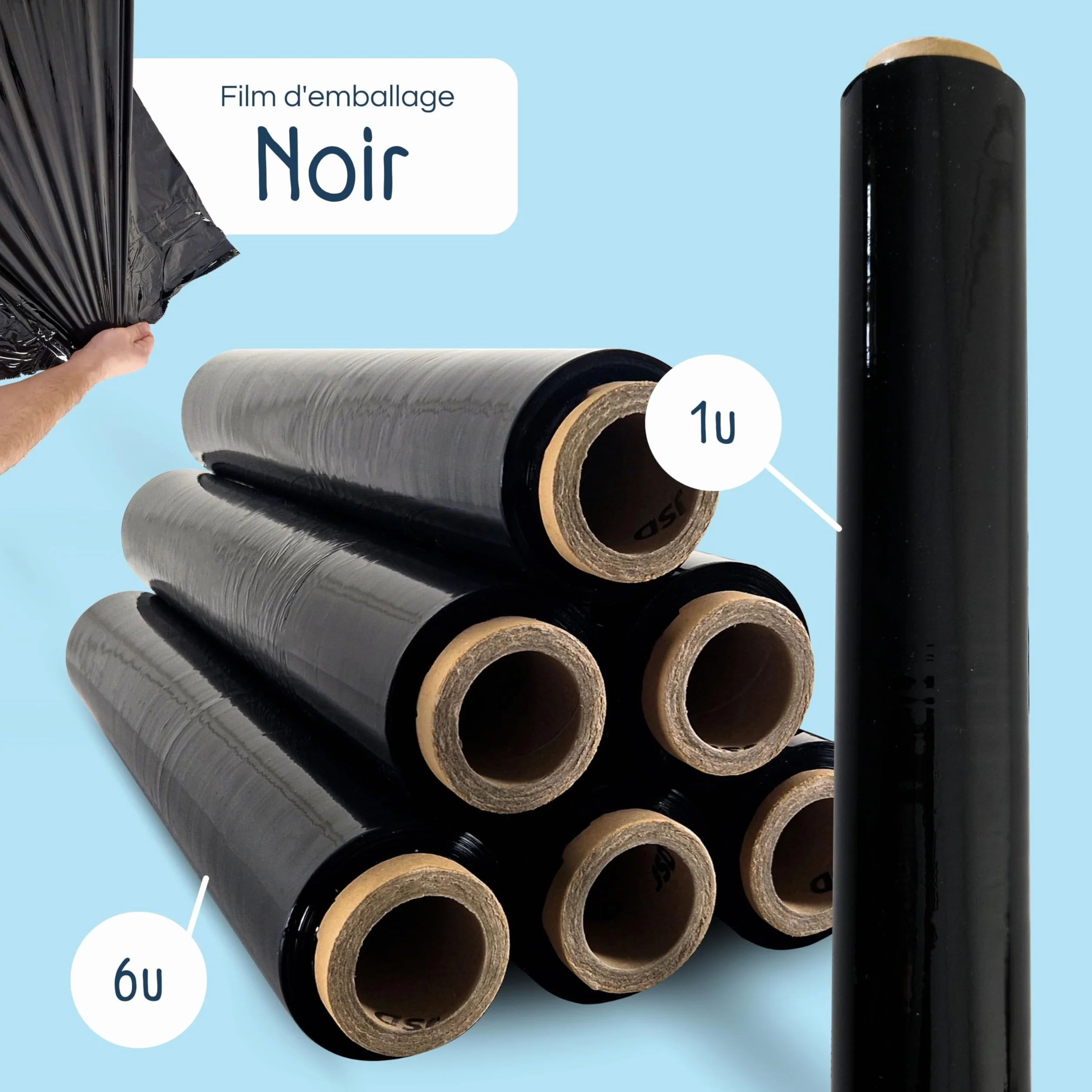 Raylu Paper Film Étirable Industriel Noir Haute Élasticité 1 Unité