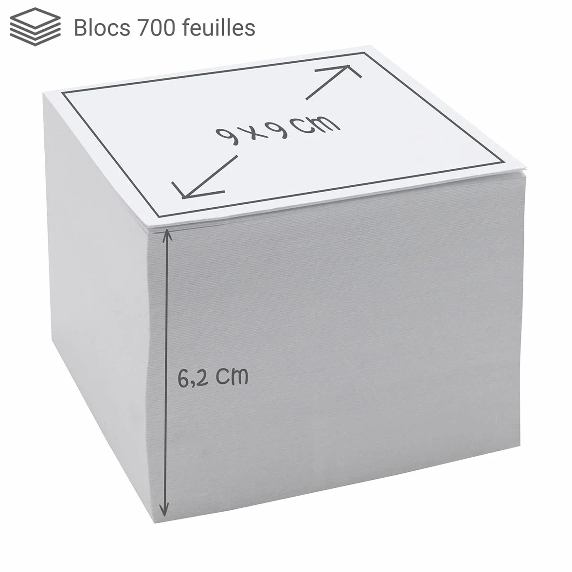WAYTEX Bloc mémo cube 700 notes blanches 9 x 9 cm dos encollé