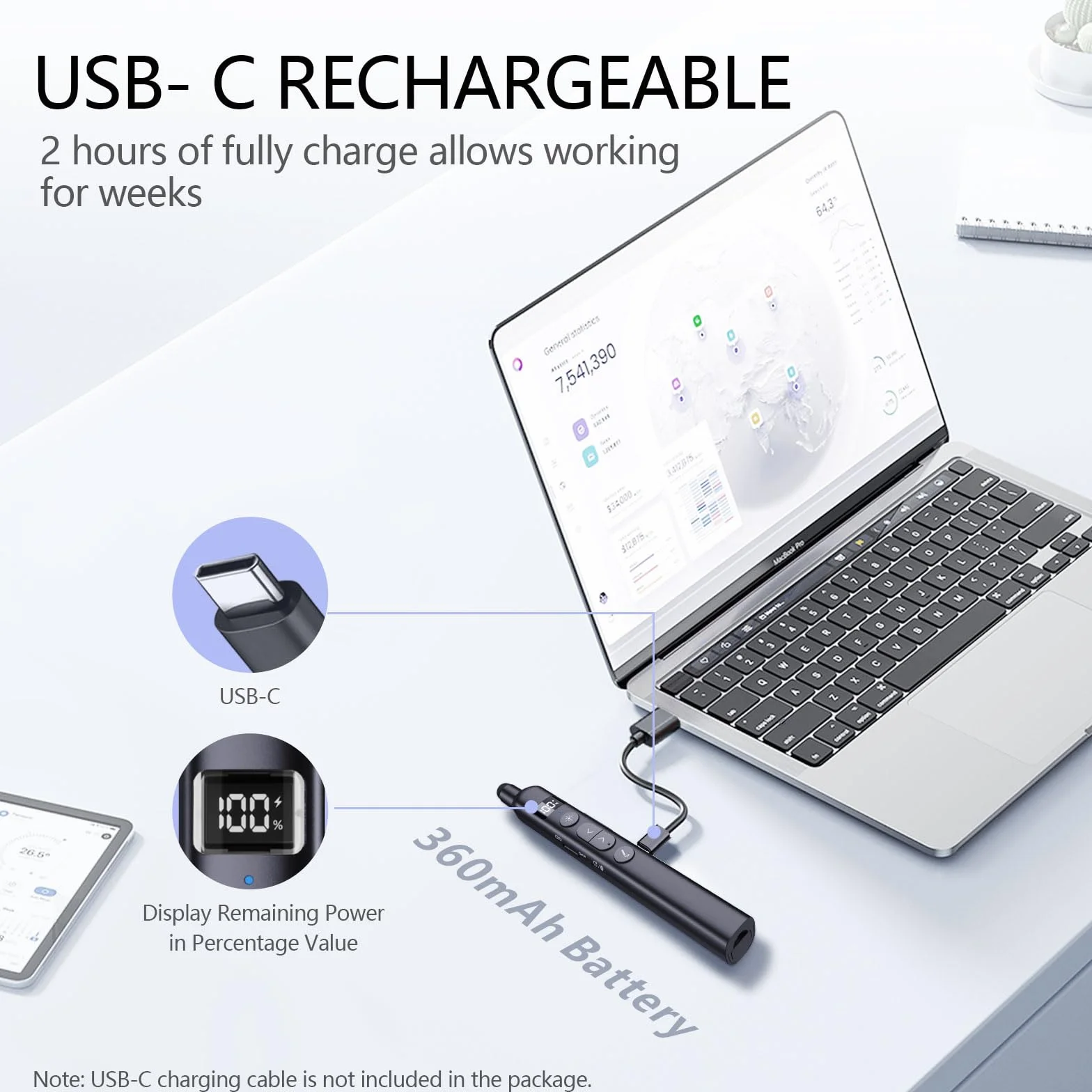 Norwii N21 Clicker de Présentation Bluetooth avec Pointeur Télescopique, Télécommande pour PowerPoint