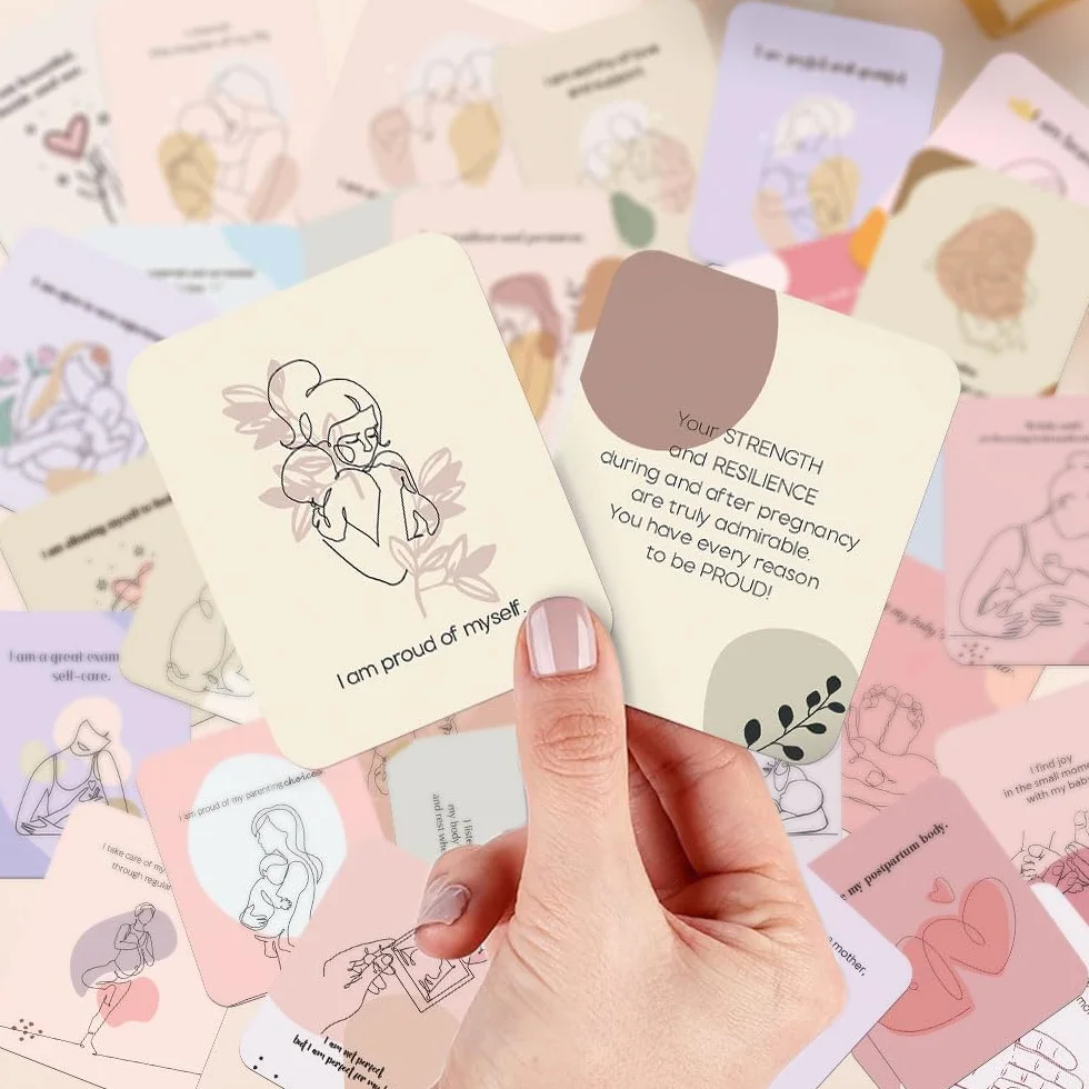 Cartes d'affirmation pour nouvelle maman - Lot de 45 - Cadeau fête des mères - Messages d'autonomisation - Essentiels post-partum