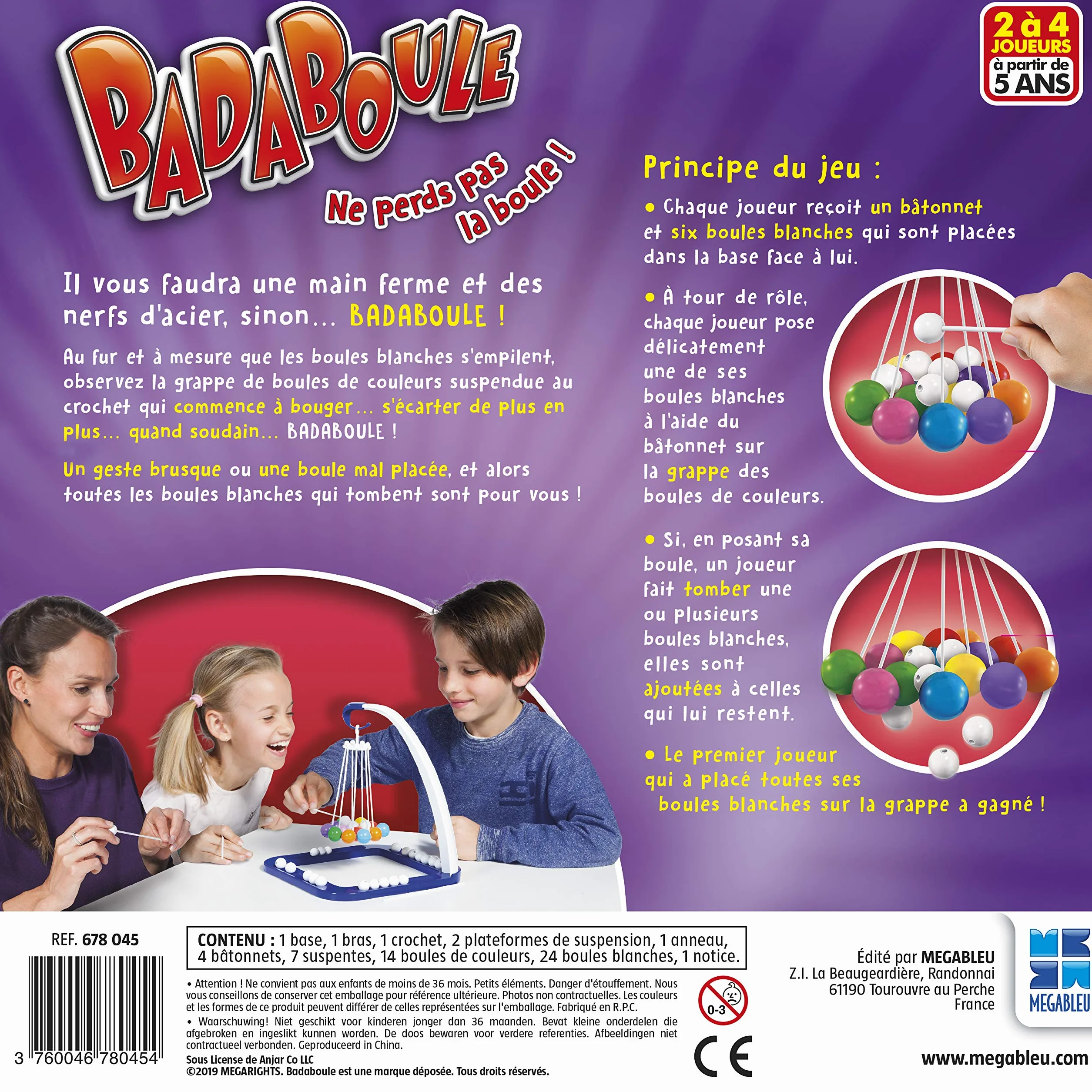 Megableu BADABOULE Jeu de Société Enfants 5 ans Jeu d'Adresse 2-4 Joueurs Version Française