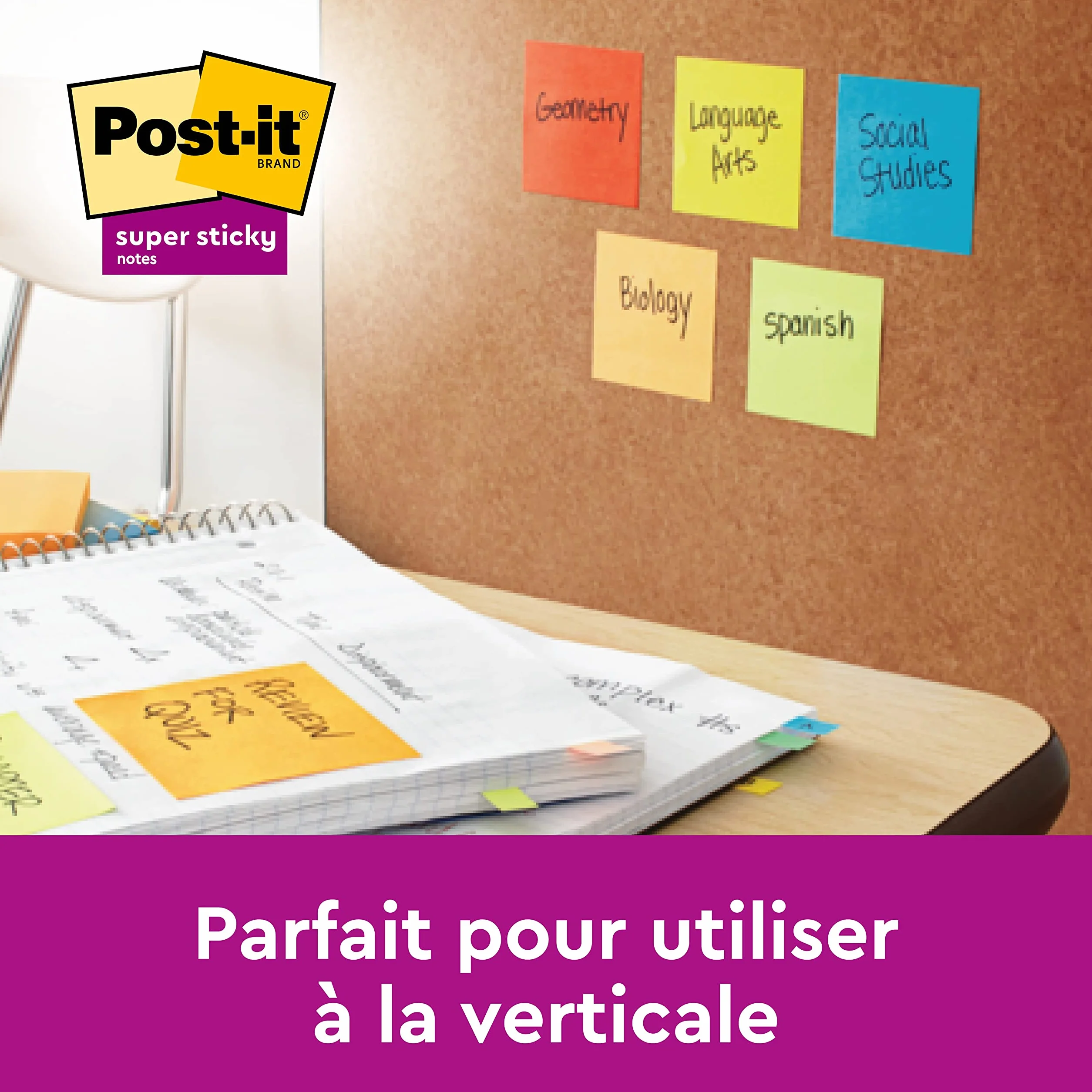 Post-it Z-Notes Autocollantes Super Sticky, 6 Blocs, 90 Feuilles, 76 mm x 76 mm