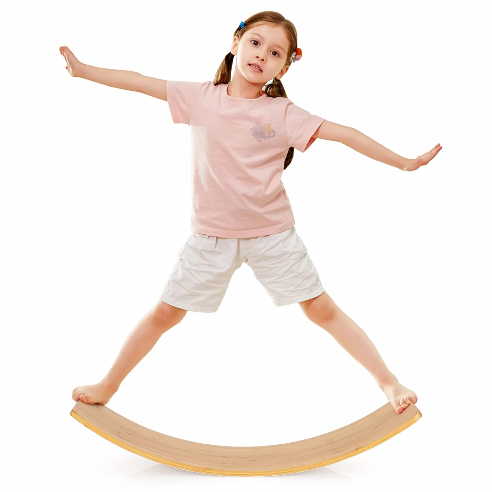 COSTWAY 6 en 1 Planche d'Équilibre Enfant en Bois, Balance Board Incurvé, Charge 150kg, 90,5 x 29,5cm
