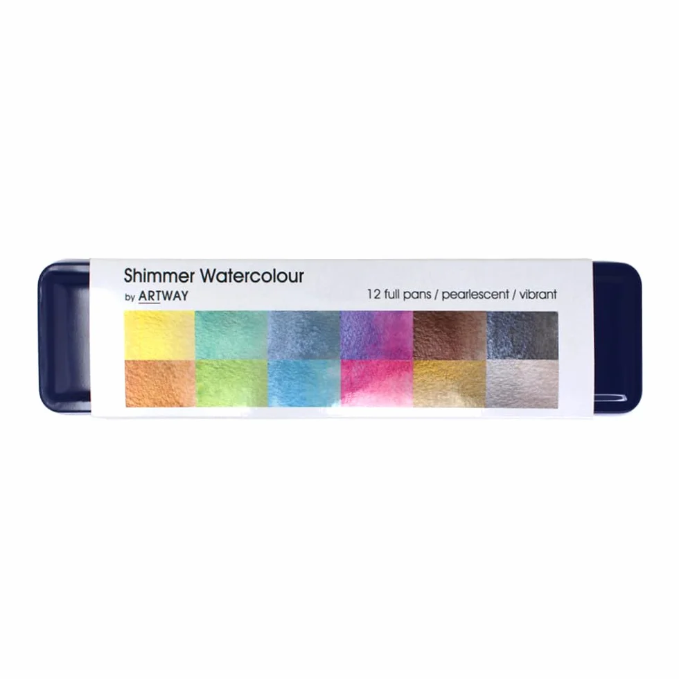 Artway Set de Peintures Aquarelle Shimmer 12 Godets Complets Couleurs Métalliques Nacrées