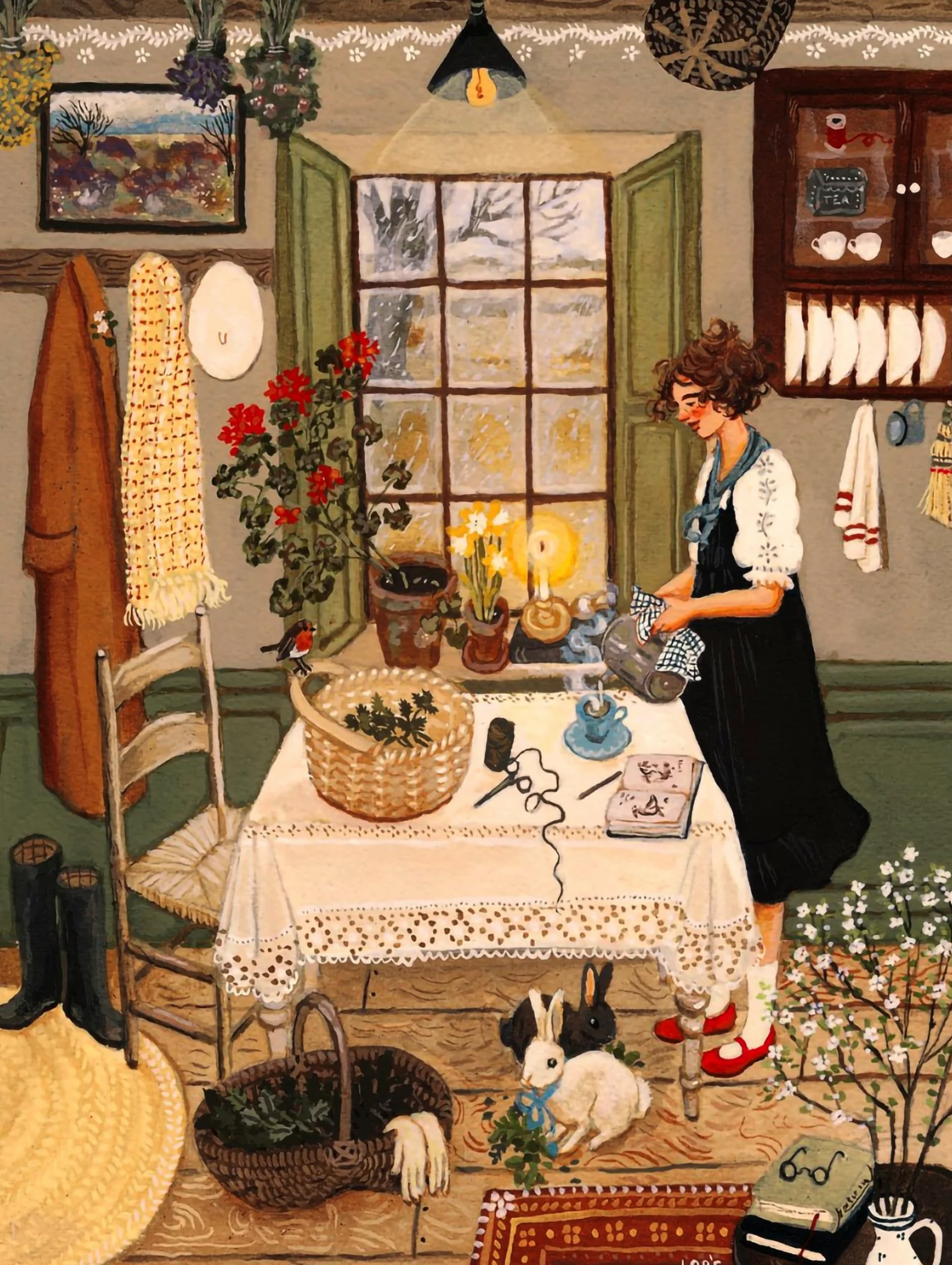 New York Puzzle Company - Loré Pemberton Thé à l'ortie - Puzzle 1000 pièces pour les soirées jeux en famille