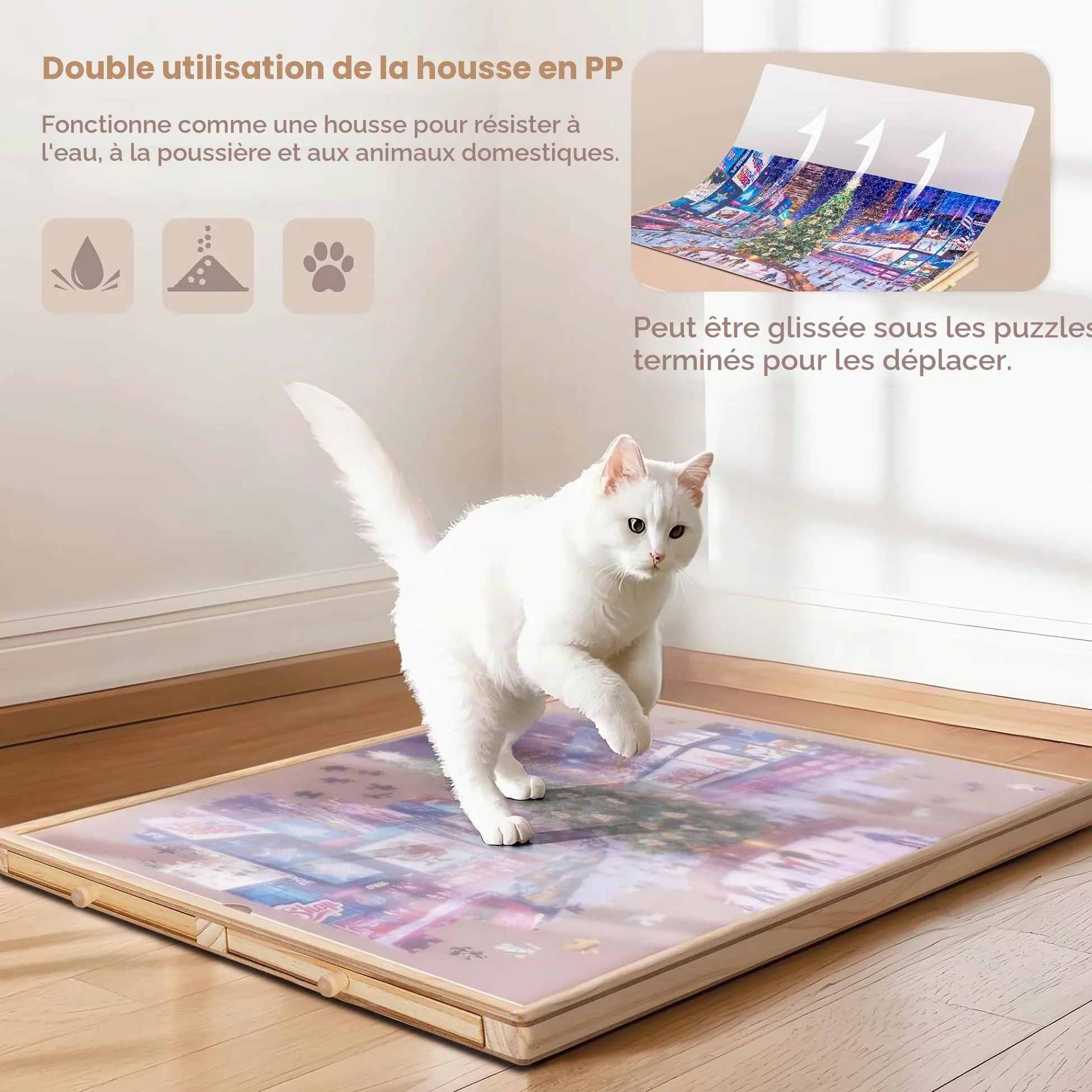 Tektalk Table de Puzzle avec Support réglable intégré Plateau en Bois à 3 Angles d'inclinaison Couvercle Amovible 4 tiroirs de tri jusqu'à 1000 pièces