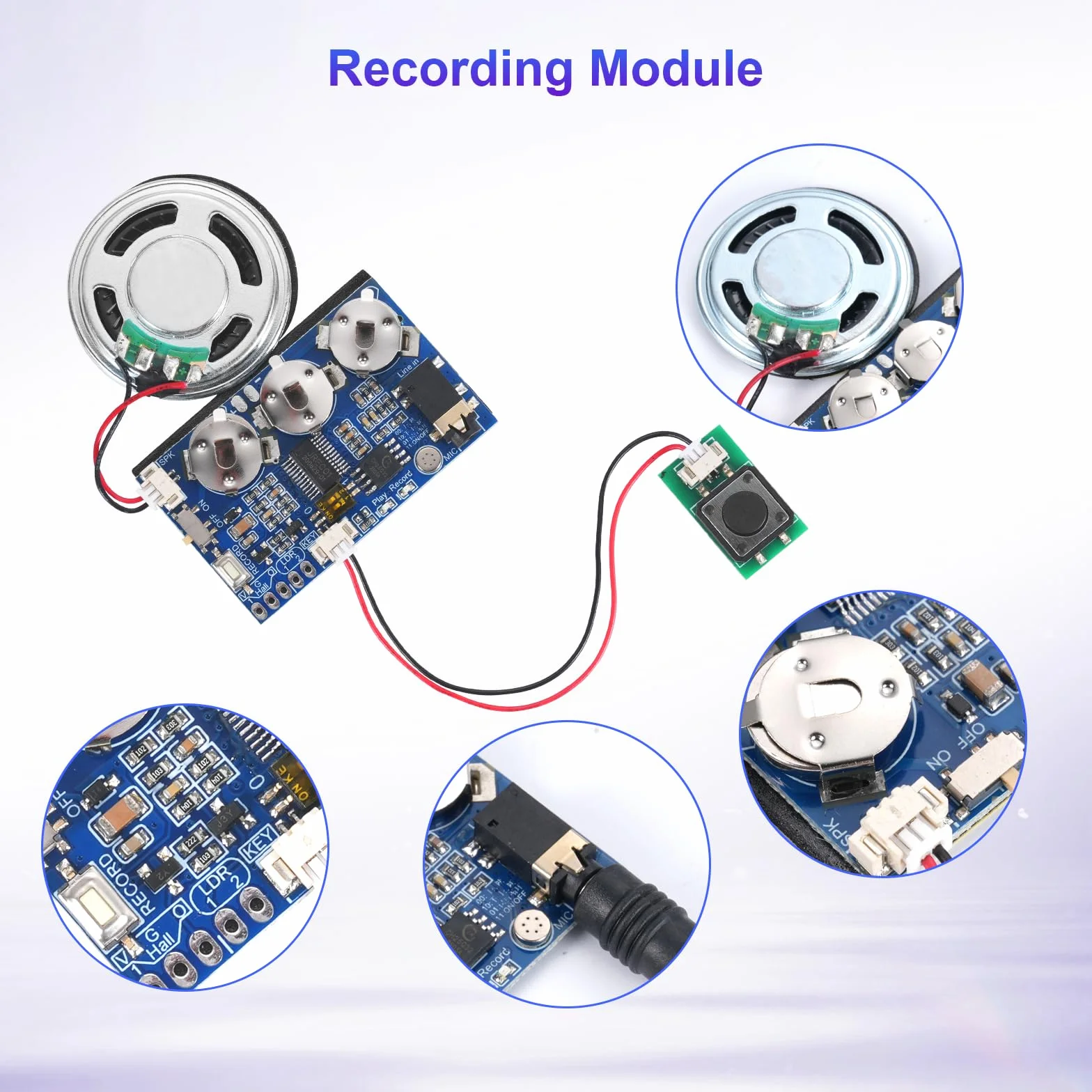 Module Enregistrement Vocal Enregistrable avec Clavier, Microphone et Bouton de Lecture pour Cartes de vœux