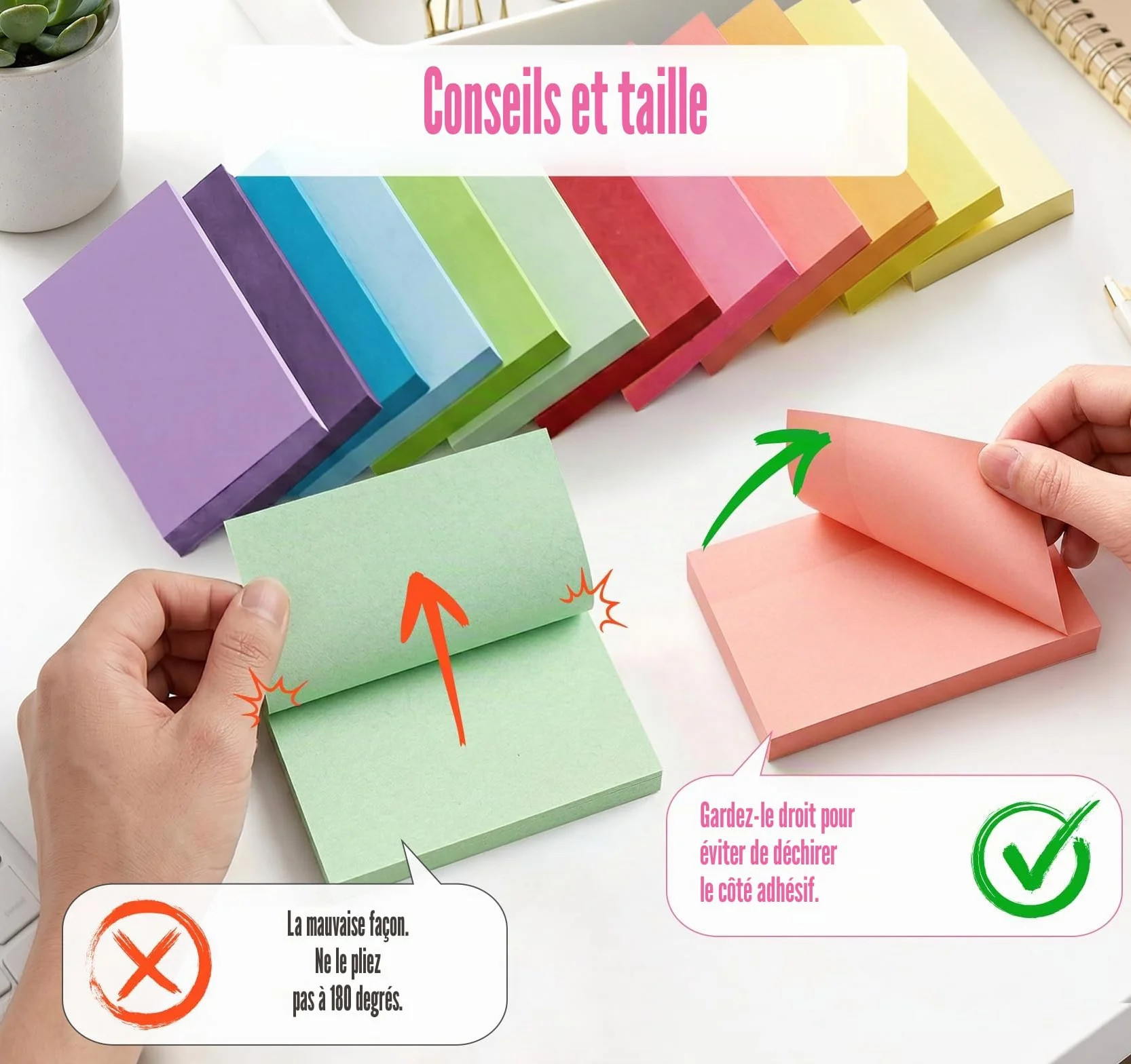 Agoer 1200 Notes Sticky Notes Lot de 12 Blocs Autocollantes 76 x 127 mm 100 Feuilles par Bloc 12 Couleurs