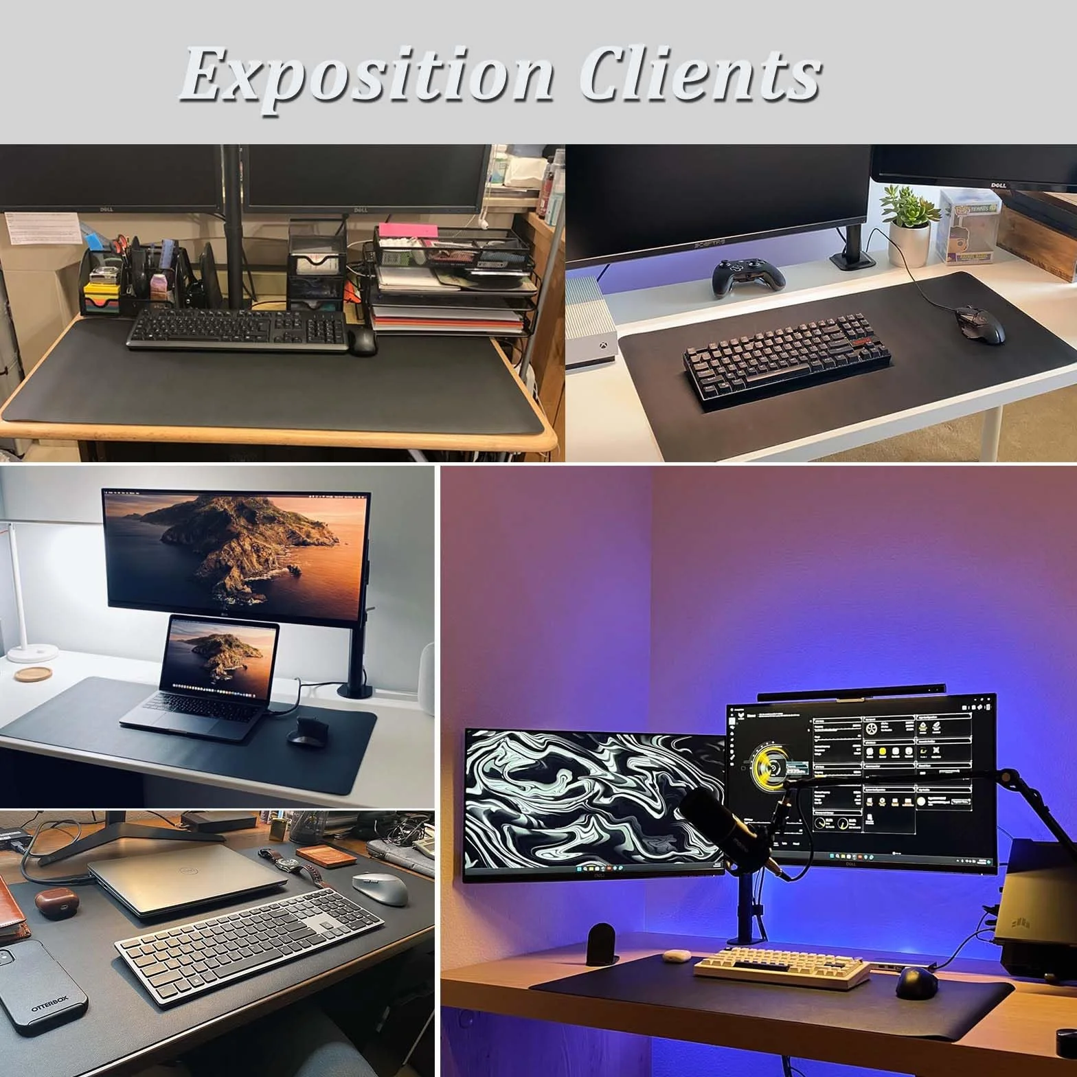 Tapis de Bureau Cuir PU 80x40 cm Imperméable Antidérapant Protection de Table pour Clavier Écriture