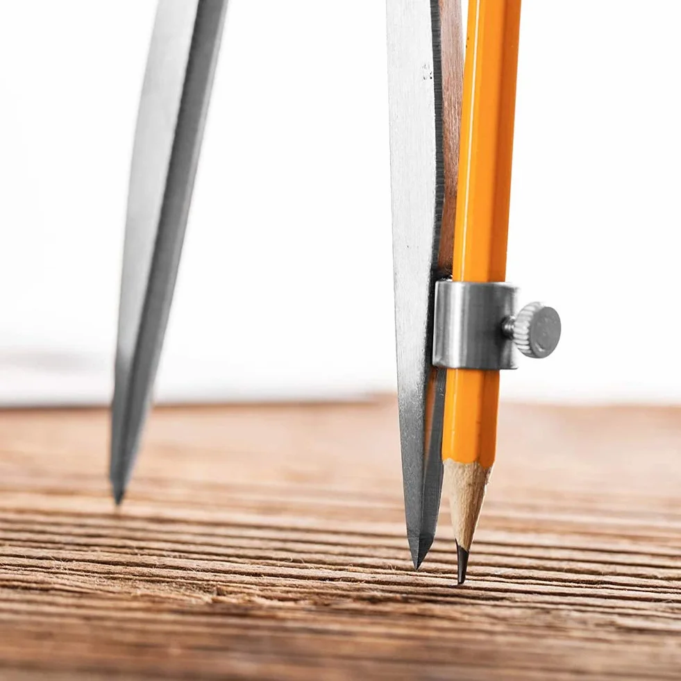 Geluode Grand compas professionnel 20,3 cm pour menuiserie géométrie dessin avec aile porte-crayon