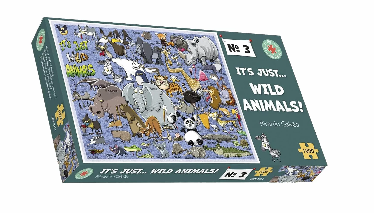 Puzzle Animalier - C'est Juste - Animaux Sauvages ! par Ricardo Galvao - Puzzle de 1000 pièces pour Adultes - 66cm x 50cm - Puzzle Animalier, Puzzle de Chien, Puzzles de Dessins animés