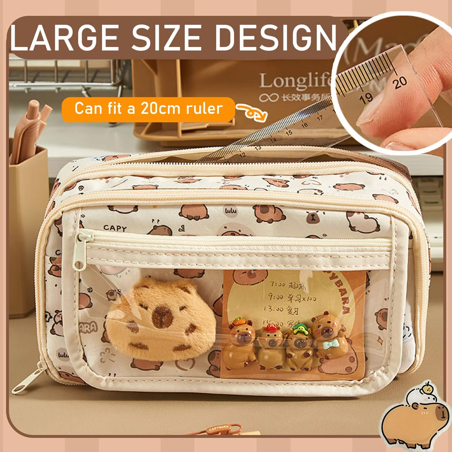 Trousse Scolaire Capybara Grande Capacité Papeterie Ensemble Fourniture Bureau