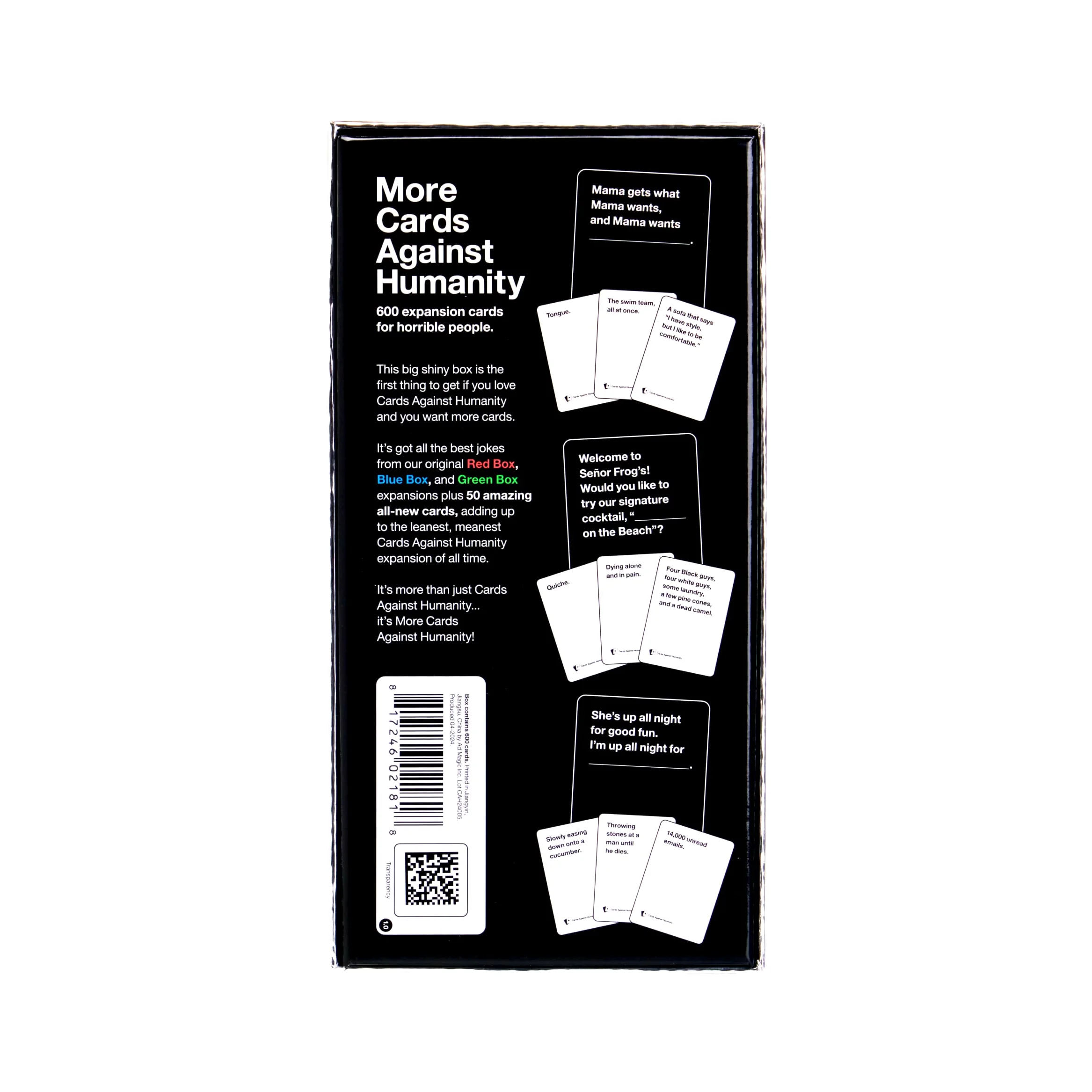 More Cards Against Humanity • Extension Essentielle de 600 Cartes • Comprend Les Meilleures Cartes des boîtes Rouge, Bleue et Verte