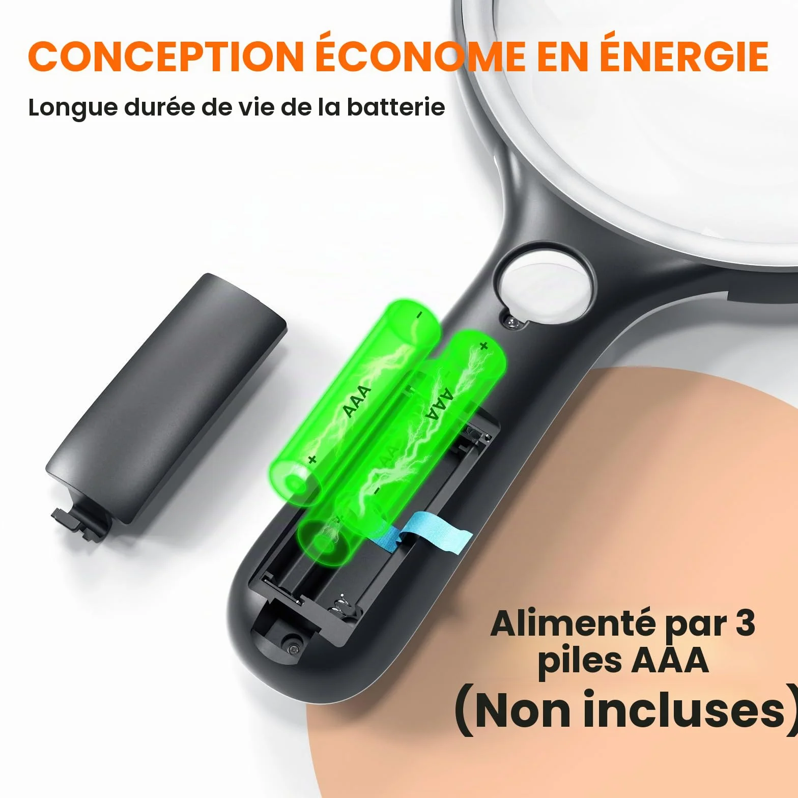 Loupe Grossissante 130 mm 20x30x avec 24 LED et Lampe UV pour Lecture