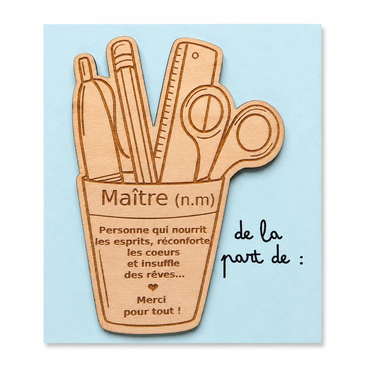 Aimant Maître Fin d'Année Scolaire Bois Gravé Laser – Cadeau Personnalisable Enseignant Frigo École Primaire