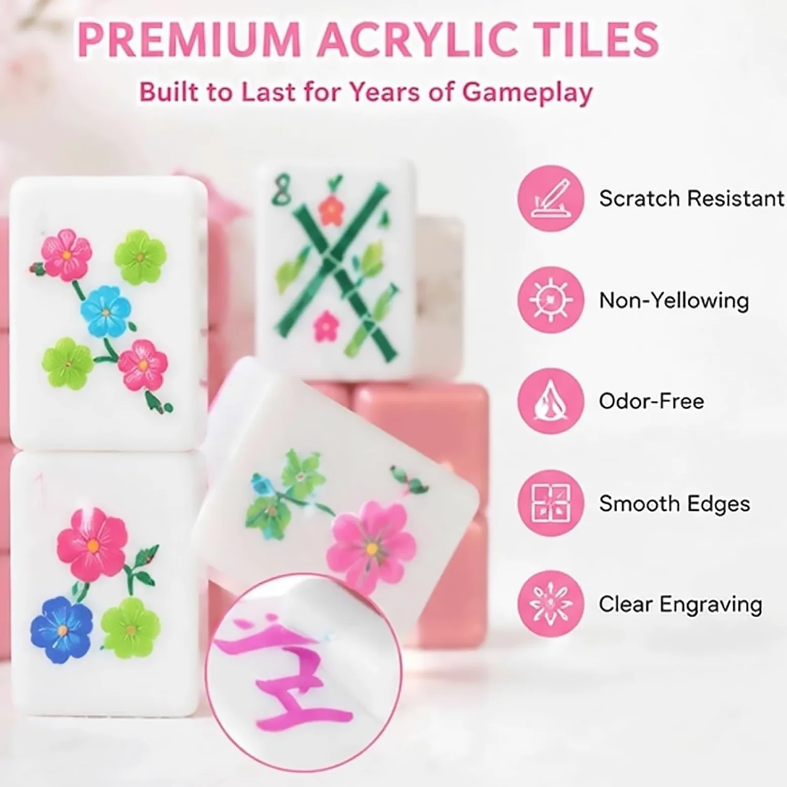Set Tuiles Mahjong Premium 4 Couches 160 Pièces Acrylique Américain | Avec Tuiles Vierges et Dés Gravure Claire pour Soirées Famille et Événements(Deep Teal)
