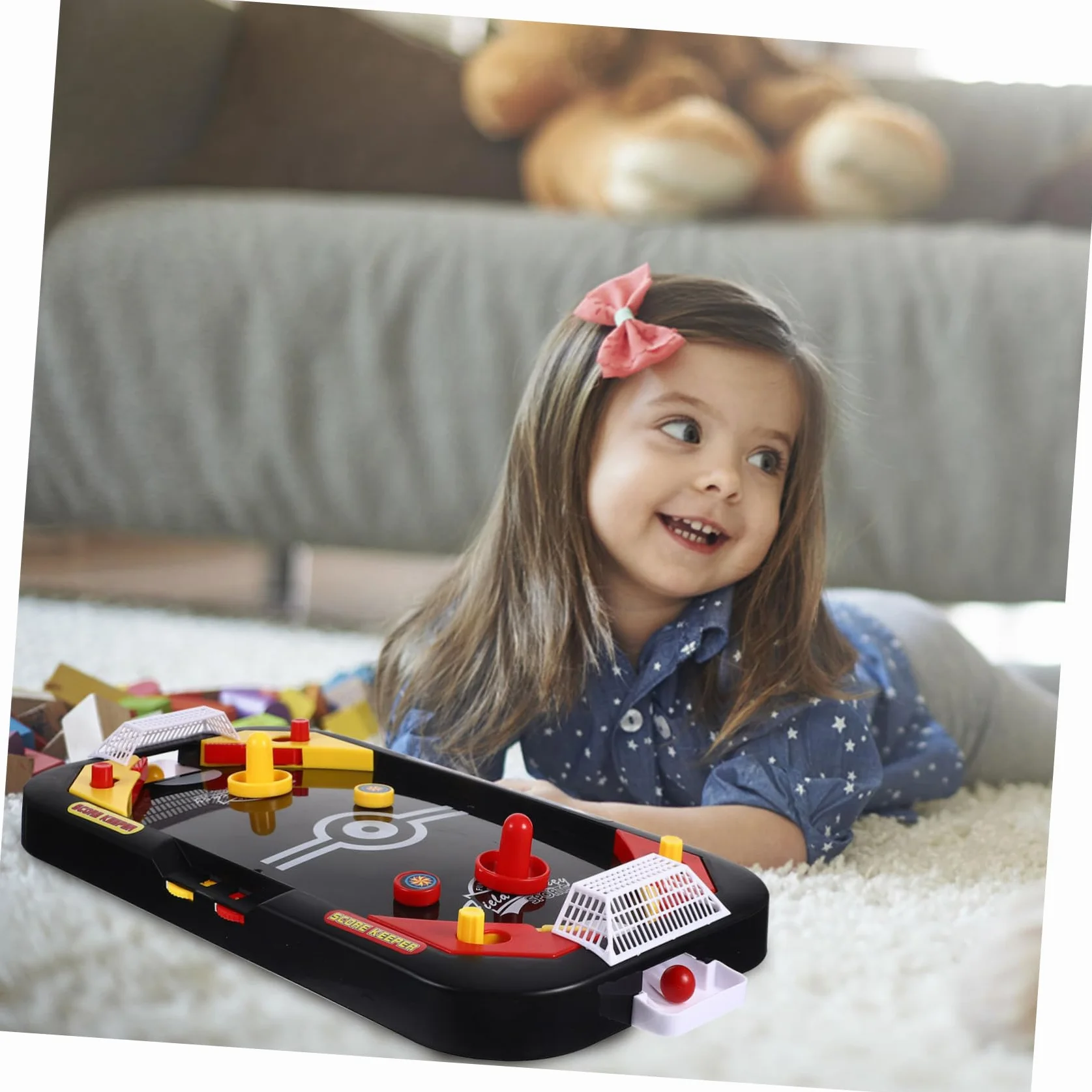 SUPVOX Jeu de Hockey sur Glace de Table Éducatif Mini Compétition 2 Joueurs Plastique Noir