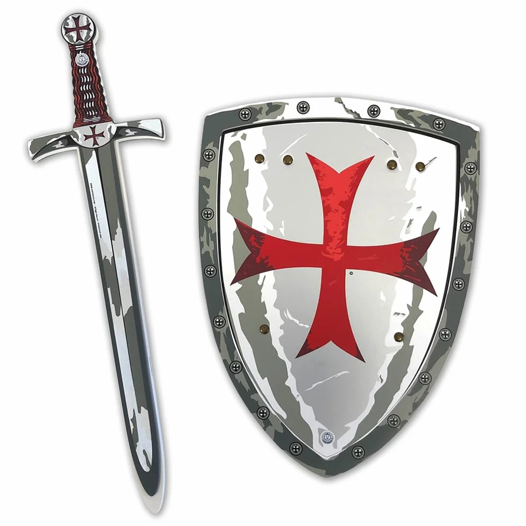 Liontouch Épée et Bouclier Chevalier Maltais 3-8 Ans Ensemble Imitation Médiévale Croix Rouge Armes Sûres Déguisement Garçons