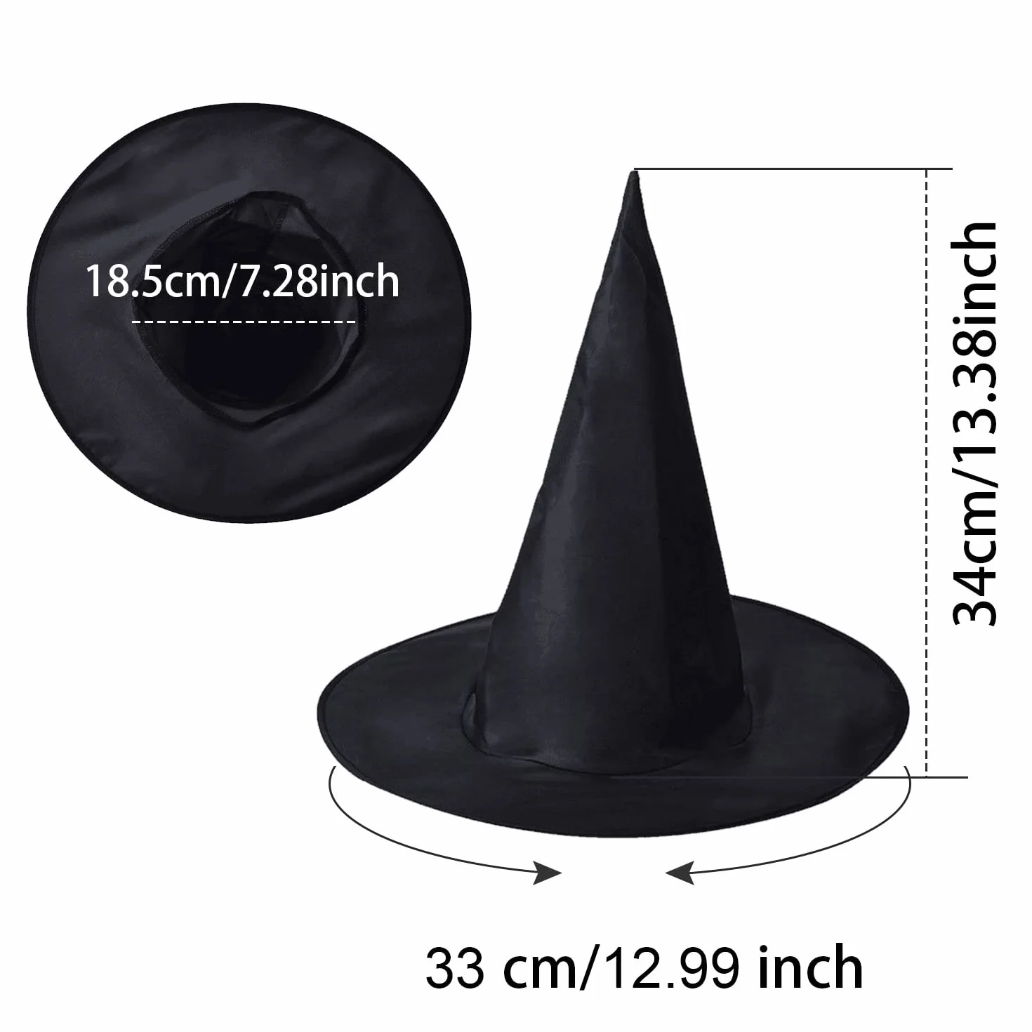 TSHAOUN Chapeau de sorcière noir pliable Halloween fête costumée