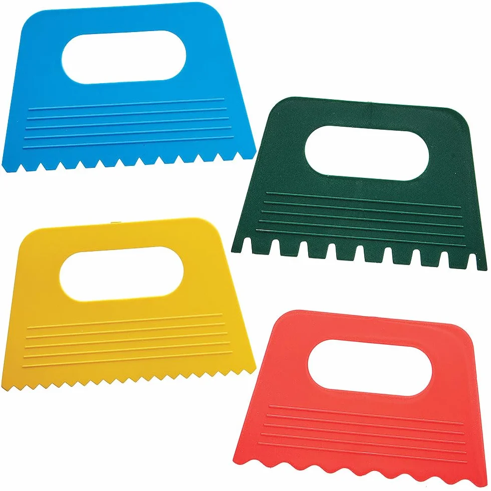 Baker Ross FN487 Grattoirs pour peinture et texture - Lot de 4, outils d'artisanat pour enfants
