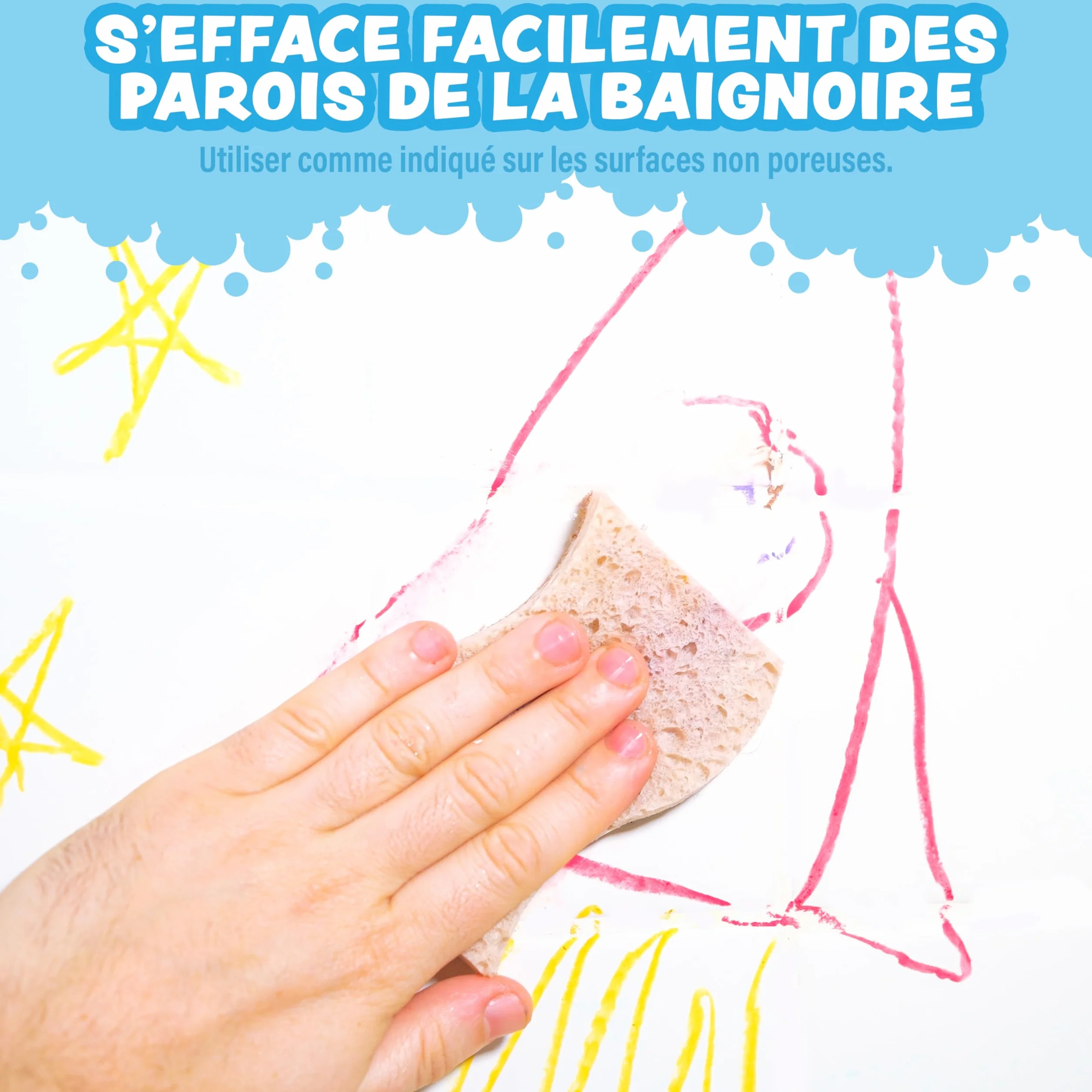 Crayons de Bain Non Toxiques Lavables Lot de 12 Hexagonale pour Enfants
