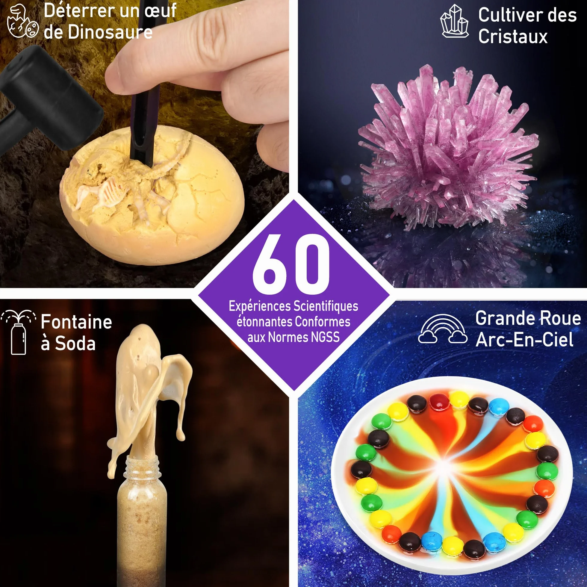 BenBen 60+ Expériences Scientifiques pour Enfants, Laboratoire de Chimie, Jeux éducatifs Cadeau pour Garçons Filles 6-10 Ans