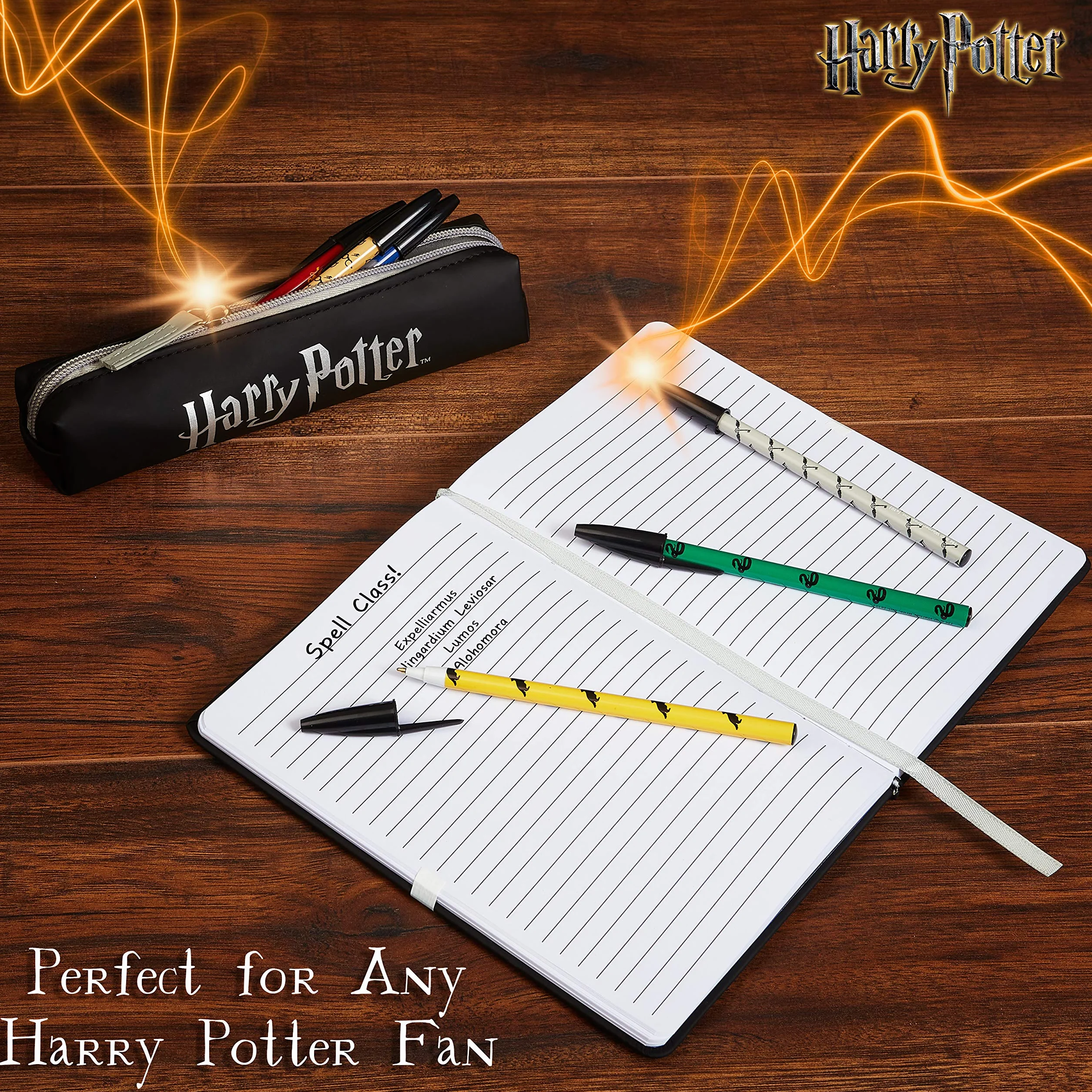 Harry Potter Set Papeterie Carnet Trousse Stylo Fournitures Scolaires Enfant Ado Fille Garcon (Noir)