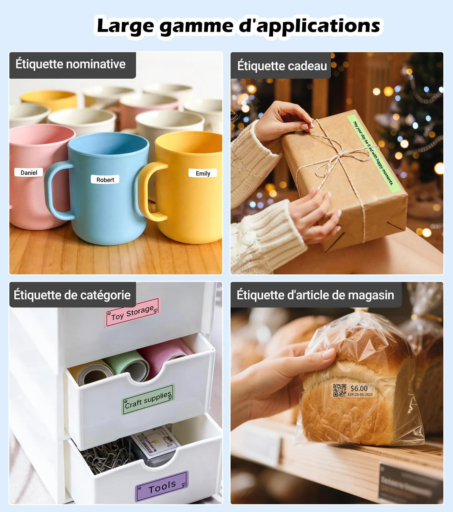 ORGBRO X1 Étiqueteuse Bluetooth Portable pour Maison Bureau École, Noir
