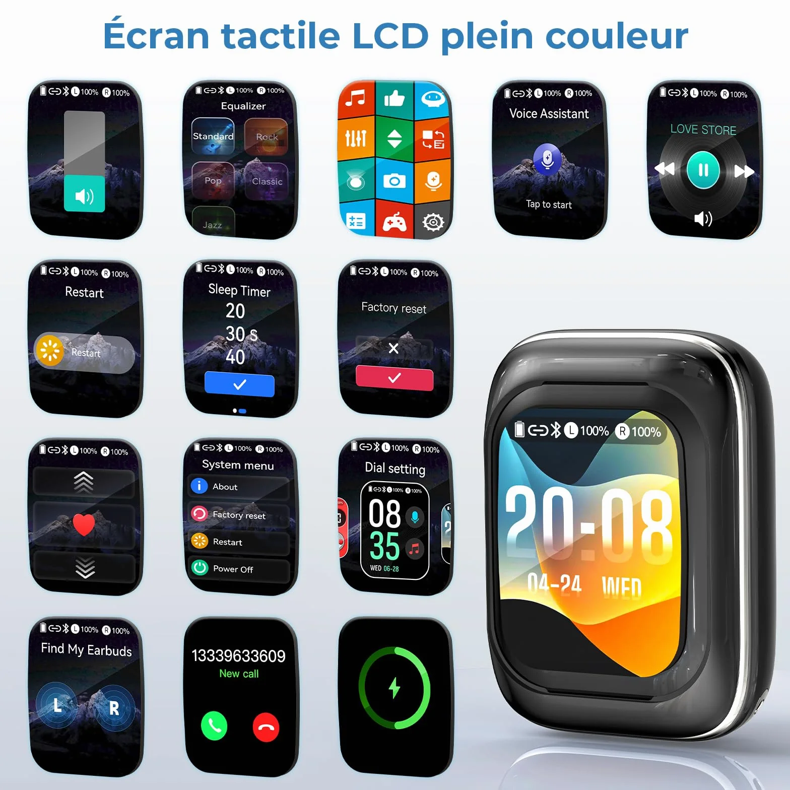 Écouteur Traducteur Instantané 165 Langues 11 Modes Bluetooth 6.0 48H Autonomie Écran Tactile LED