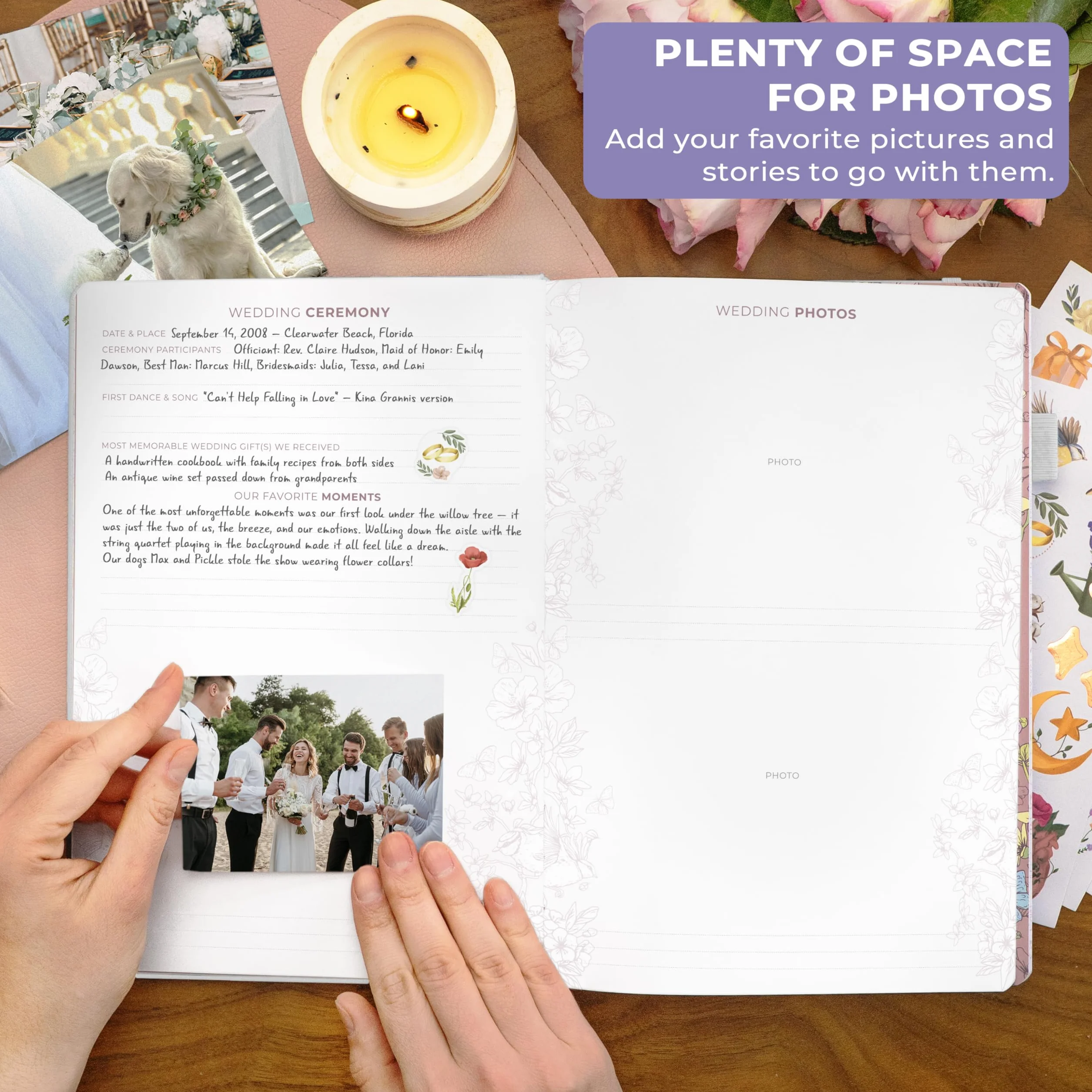 Clever Fox Journal d'anniversaire – Livre de souvenirs pour couple et album photo avec espace d'écriture – Cadeau de mariage (blanc)