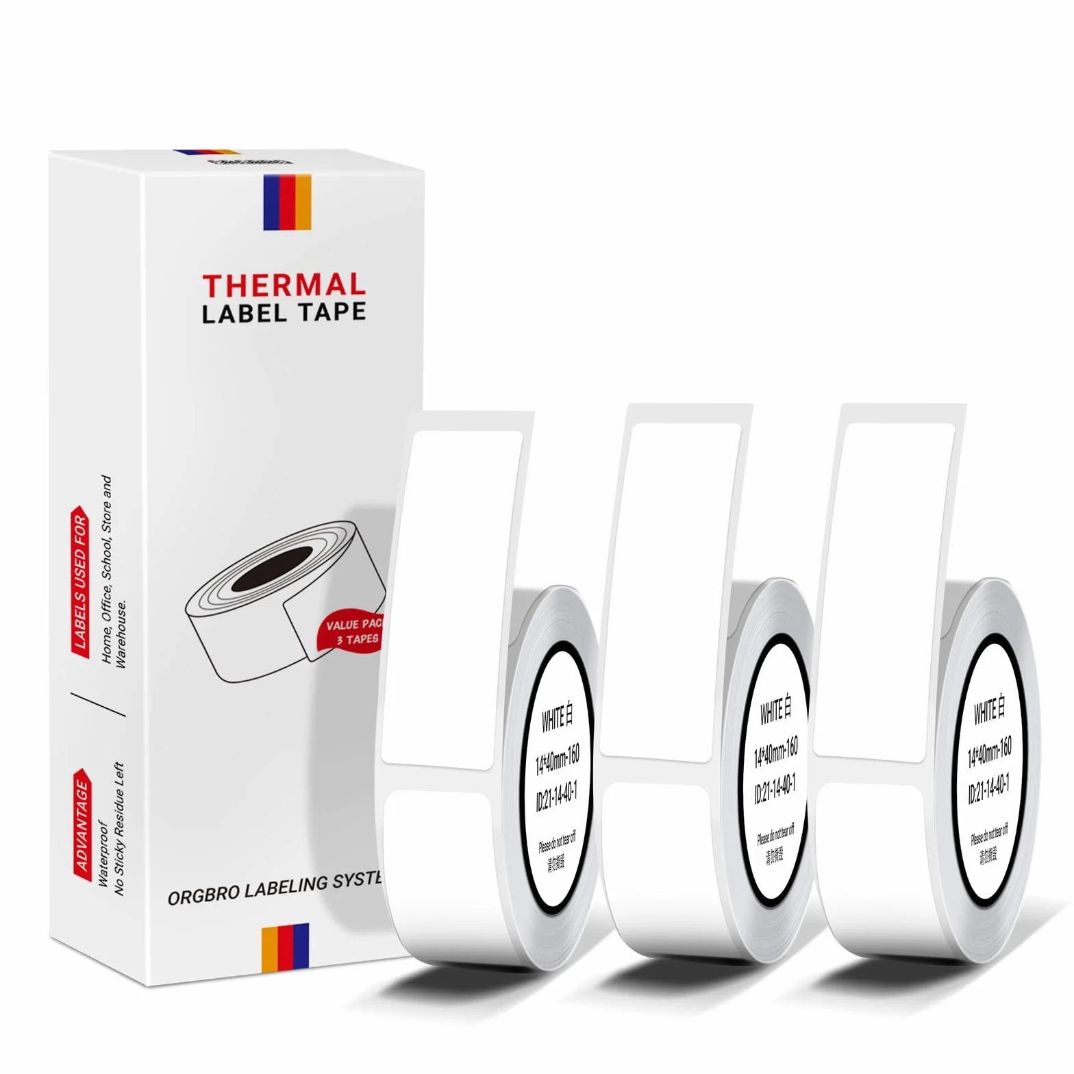 Papier Imprimante Thermique Autocollant 12×40mm 3 Rouleaux Blanc Fourniture Bureau