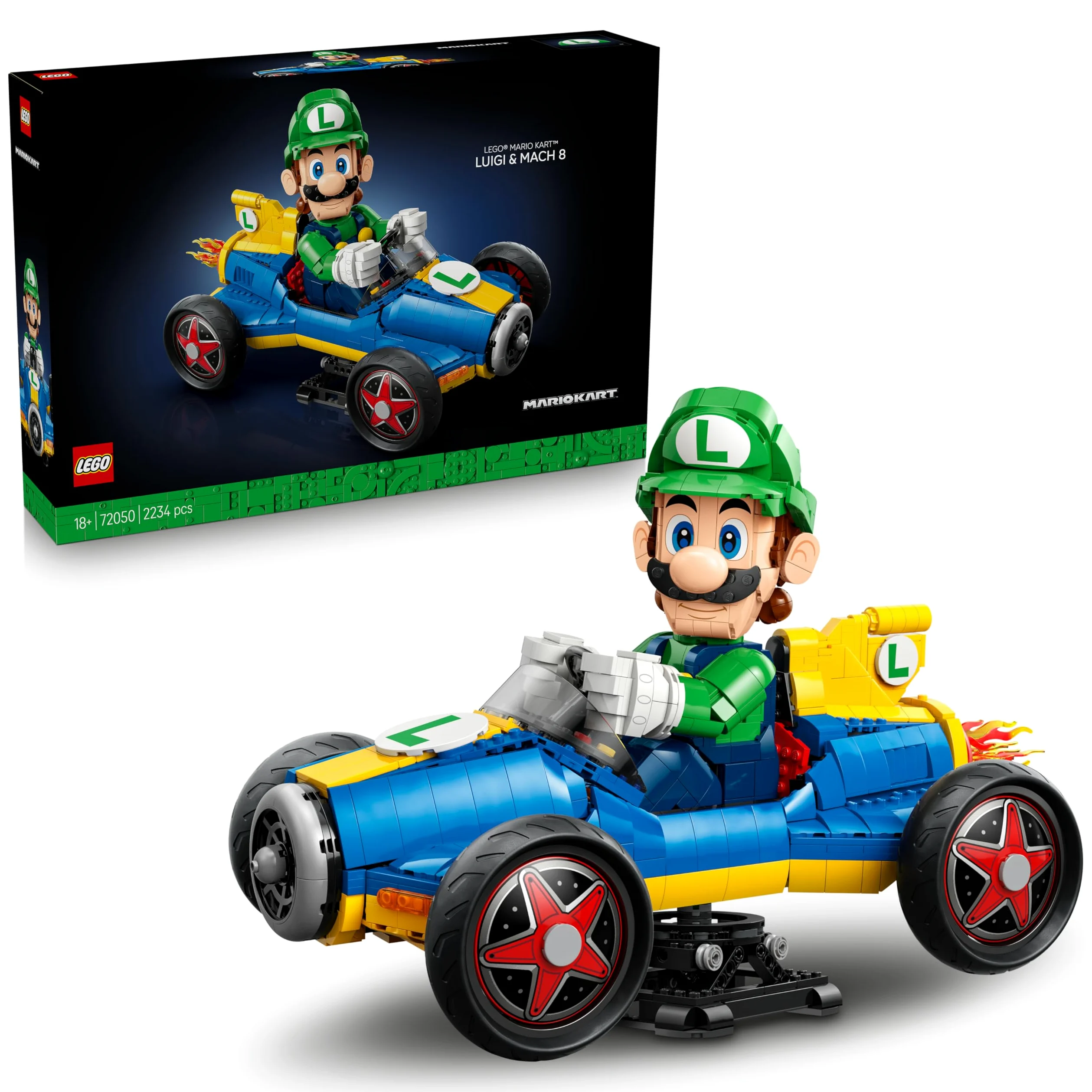 LEGO Mario Kart : Luigi et Proto 8 - Maquette de Voiture pour Adulte - Figurine de Personnage Nintendo à Exposer - Décoration & Set Gaming Collector - Idée Cadeau pour Fan du Jeu Vidéo 72050