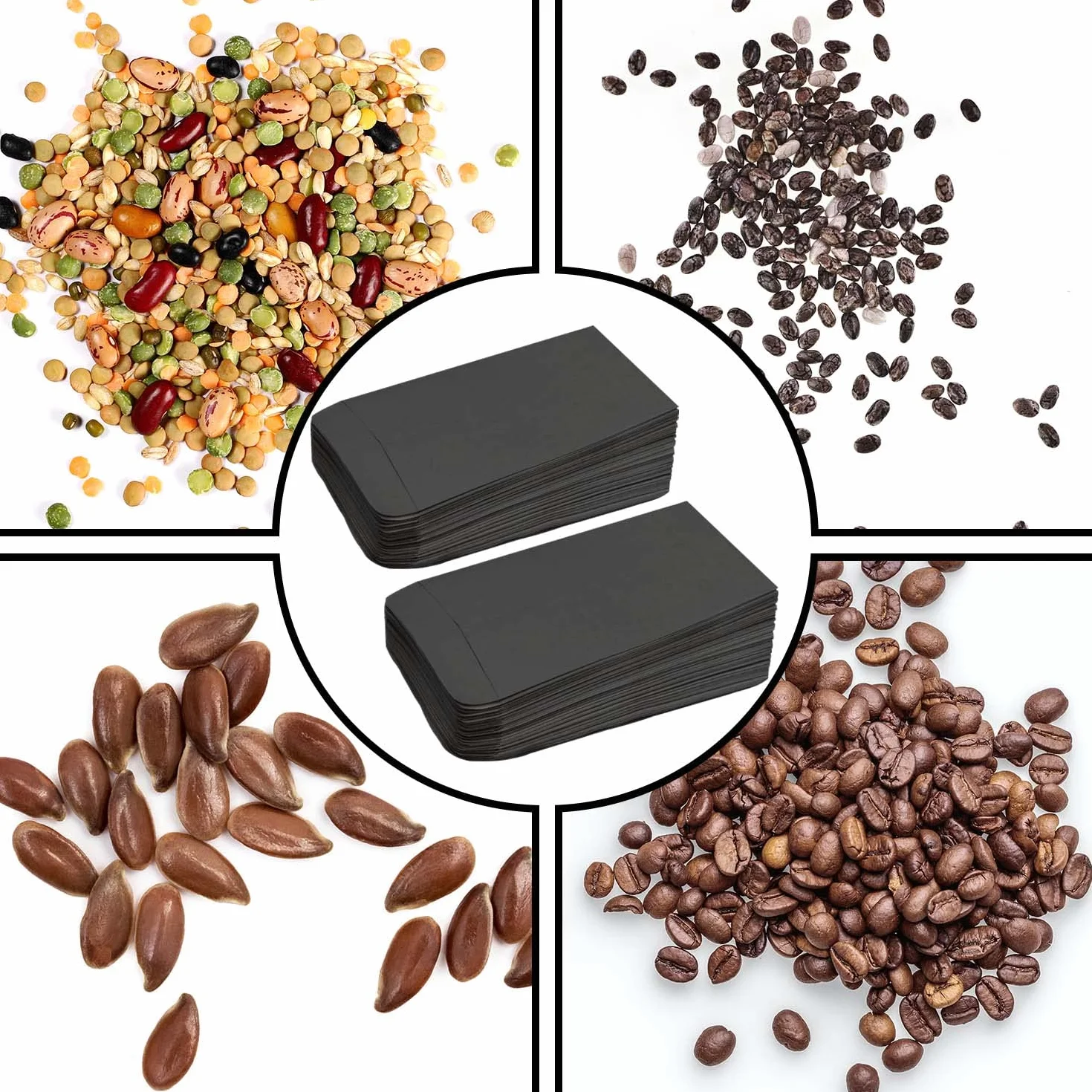 Lot de 100 mini enveloppes en papier kraft noir 10 x 6 cm pour salaires pièces monnaie perles timbres