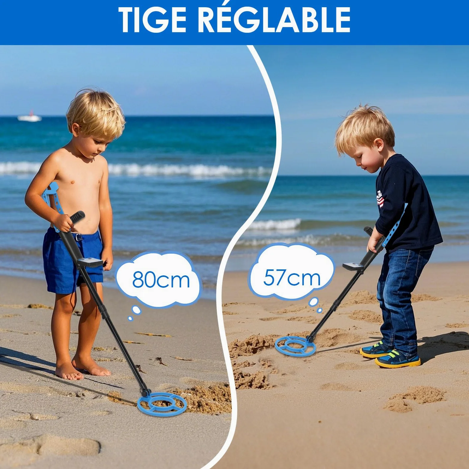 Détecteur de Métaux Enfants, Détecteur de Haute Précision Métaux avec Écran LCD, Poignée Réglable, Bobine de Recherche, Très Léger pour Enfants, Exploration en Plein Air