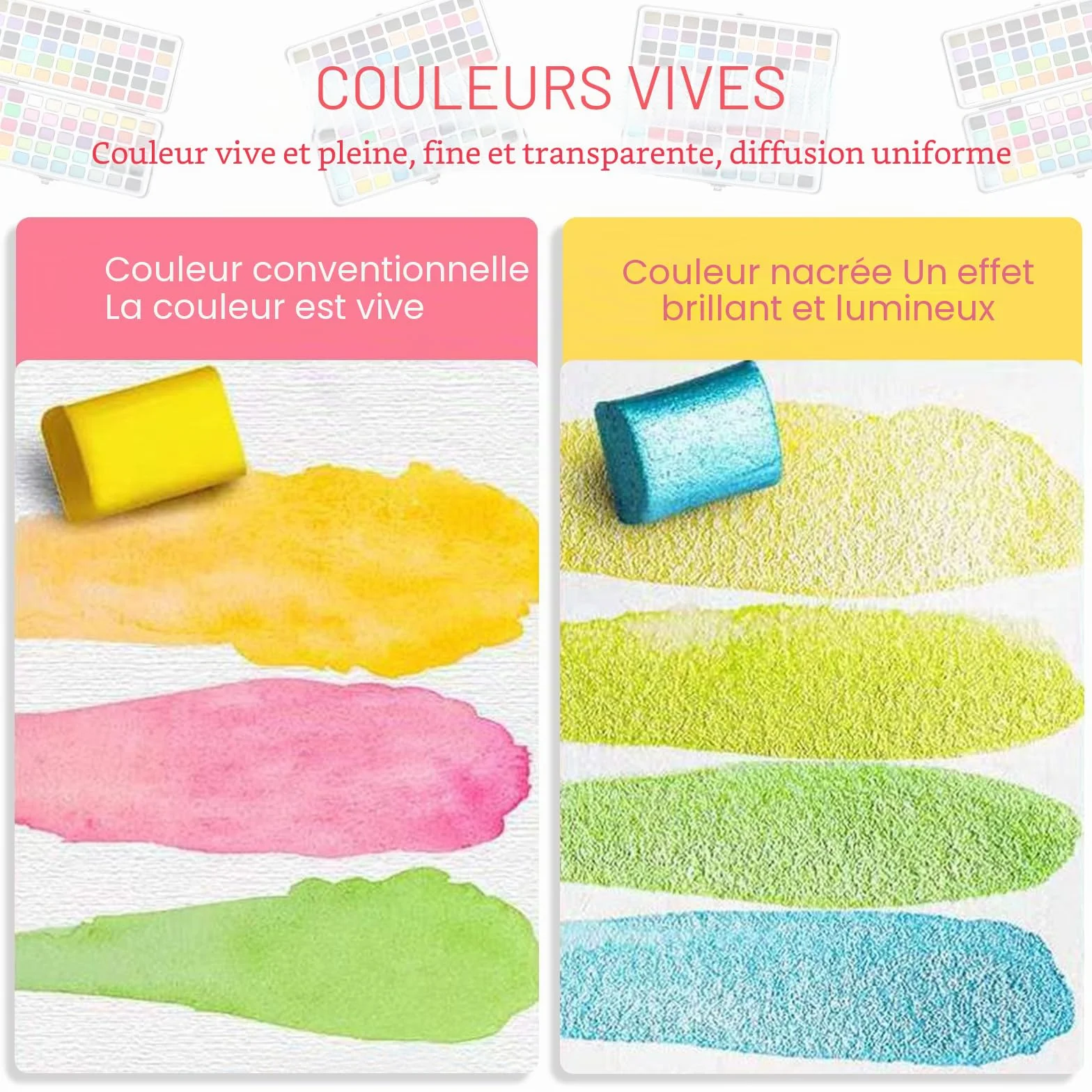 Set de Peinture Aquarelle Solide 100 Couleurs Kit Enfant Débutant