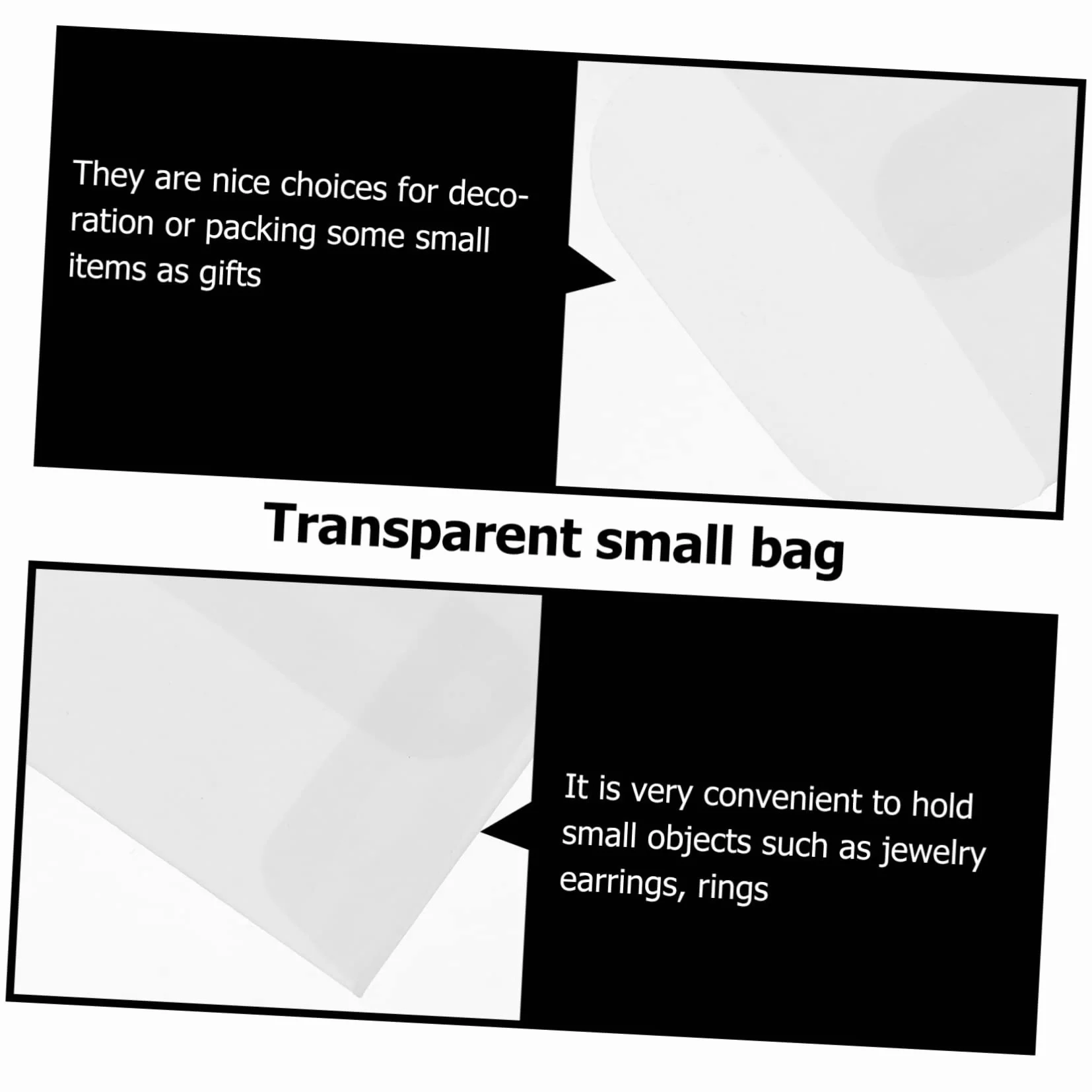 TEHAUX Mini Enveloppes Transparentes 3x5 cm 50 Pièces Pochettes Pour Bijoux Étiquettes Cartes De Visite